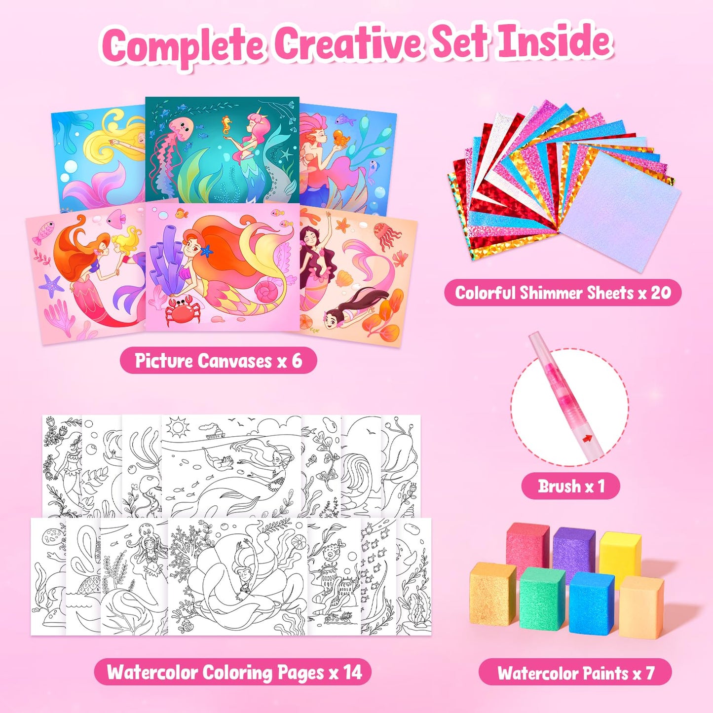 JoyCat Ocean Princess Paint with Water Coloring Books – Mess-Free Art Kit for Kids (Ages 4-8)