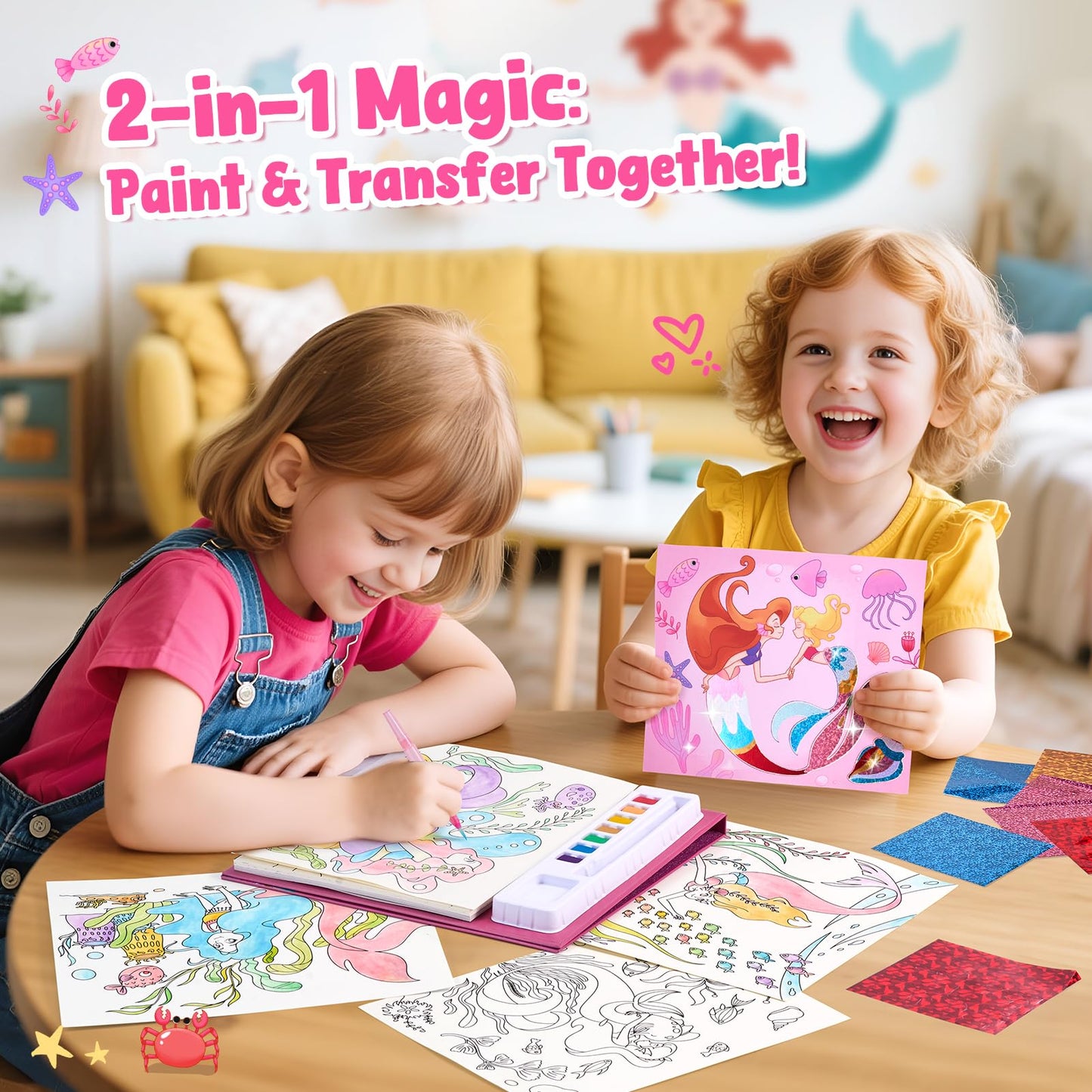 JoyCat Ocean Princess Paint with Water Coloring Books – Mess-Free Art Kit for Kids (Ages 4-8)