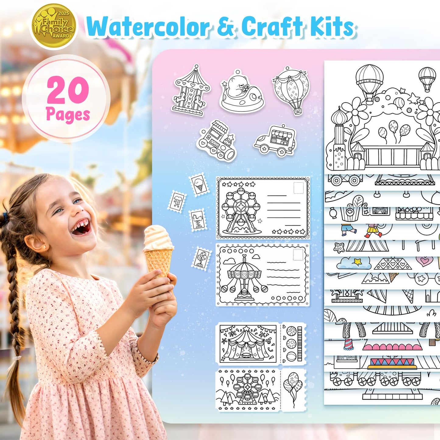 JoyCat 3-in-1 Watercolor Coloring Book for Toddlers – Paint with Water Set for Kids 3-5, 4-8