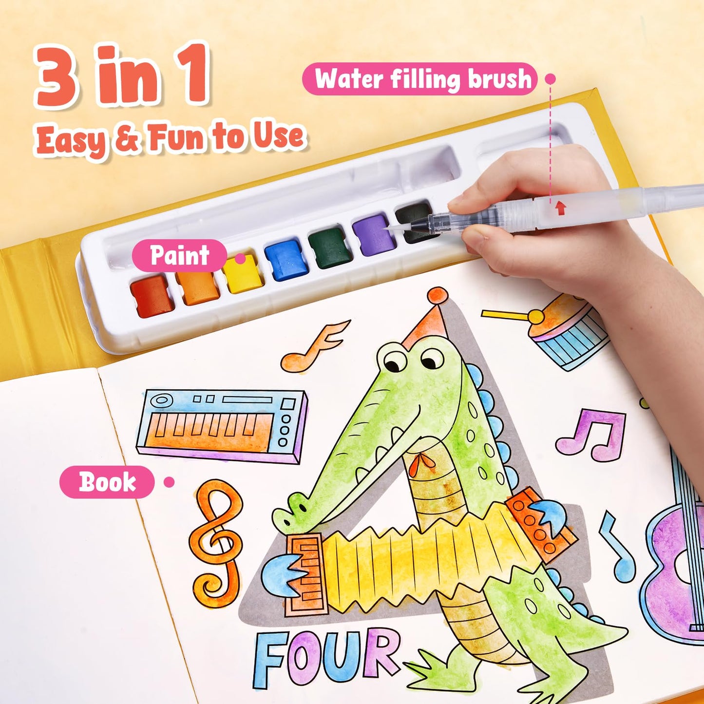 JoyCat Paint with Water Coloring Books for Toddlers – 3-in-1 Mess-Free Watercolor Set (Ages 3-5)