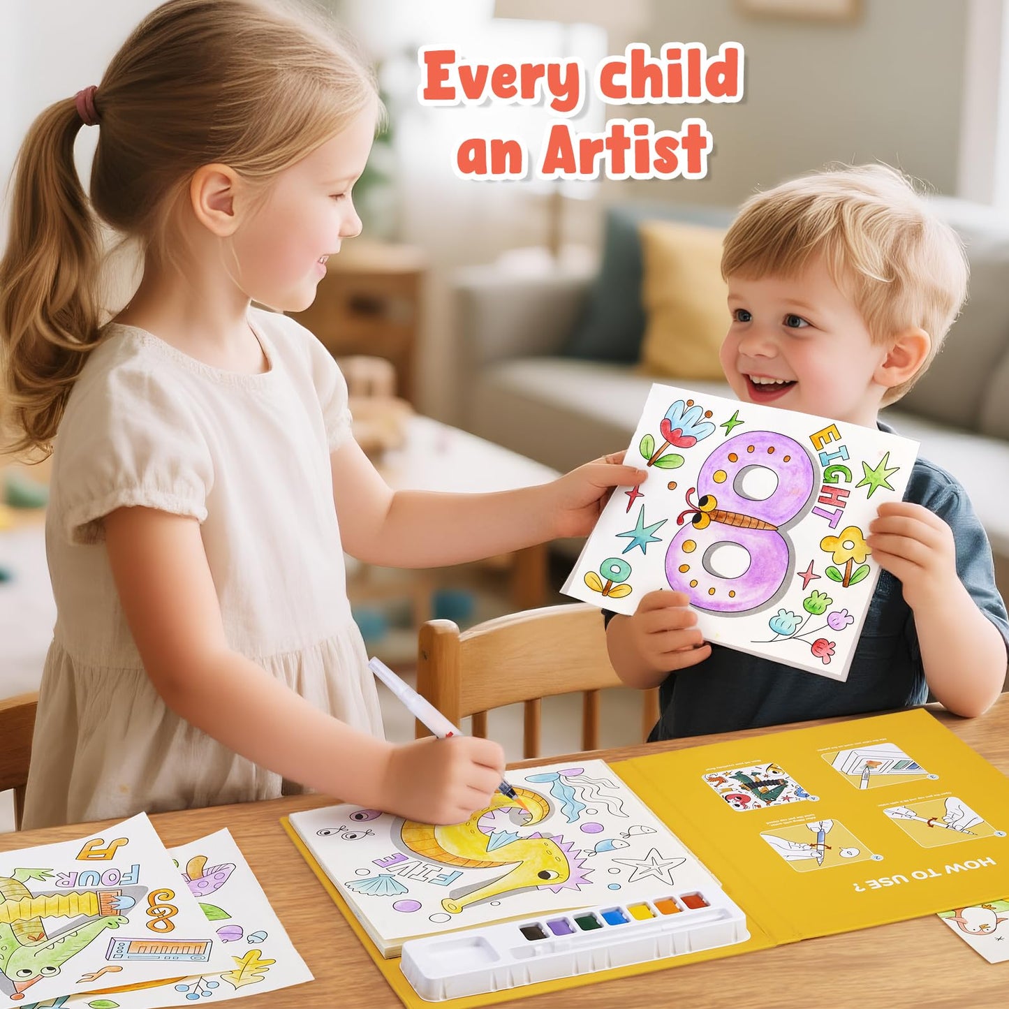 JoyCat Paint with Water Coloring Books for Toddlers – 3-in-1 Mess-Free Watercolor Set (Ages 3-5)