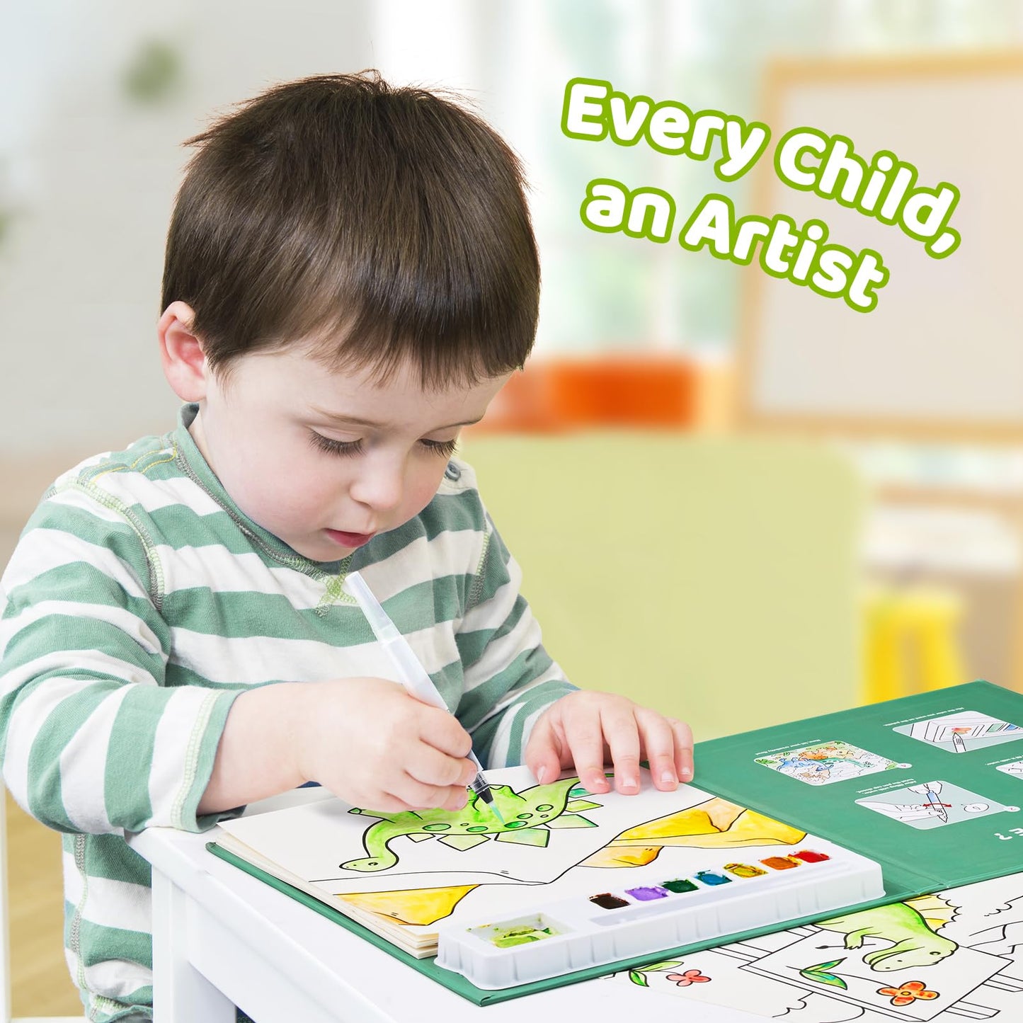 JoyCat Paint with Water Coloring Books for Toddlers – Dinosaur & Vehicle 3-in-1 Art Set