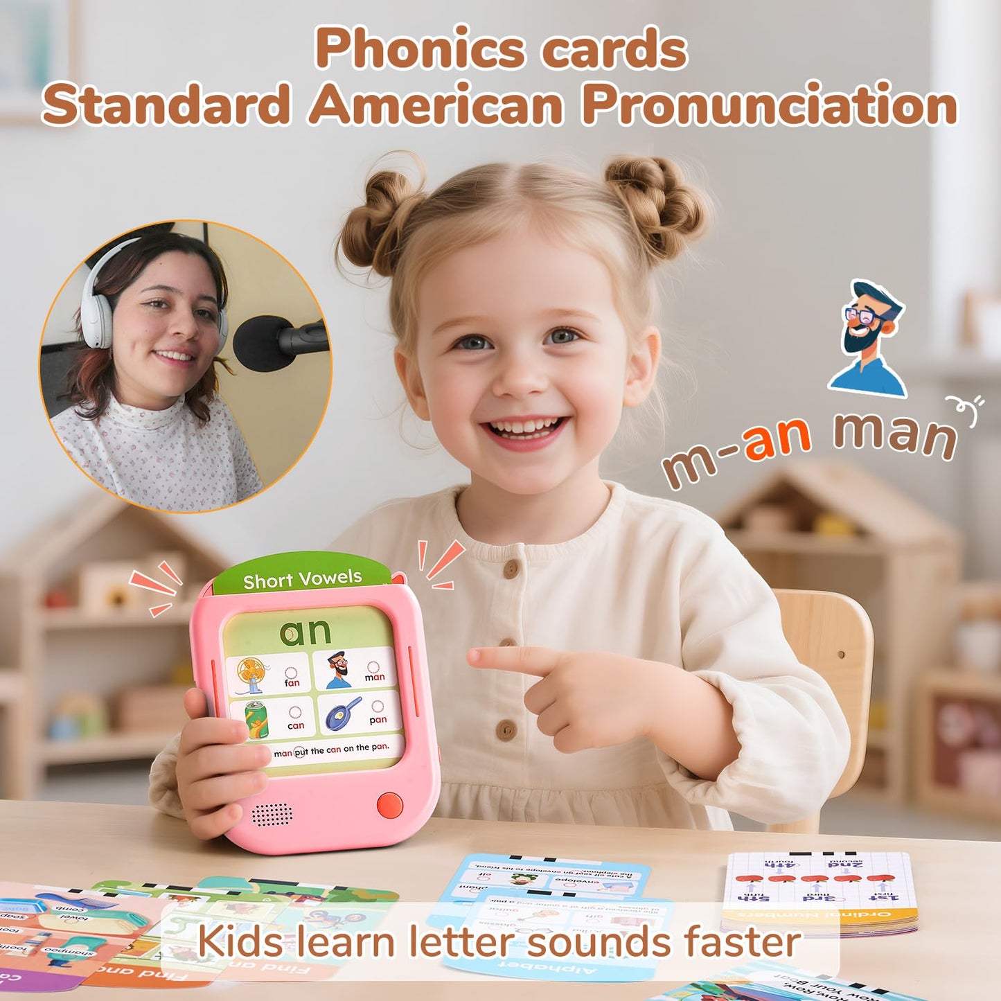 JoyCat Kids Learning Tablet: Tap-to-Read Cards & 20 Games for Ages 2–6