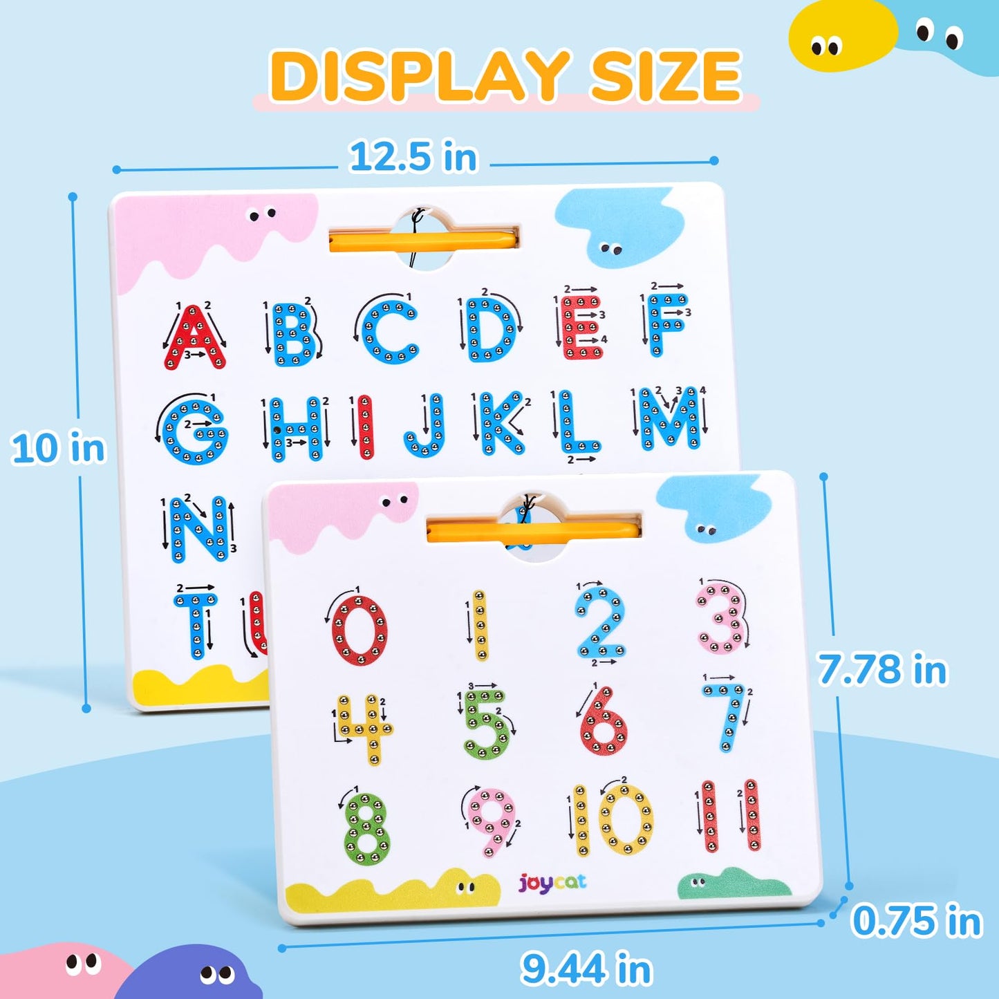 JoyCat Magnetic Letter and Number Tracing Board Set — Double-Sided Alphabet & Numbers for Toddlers