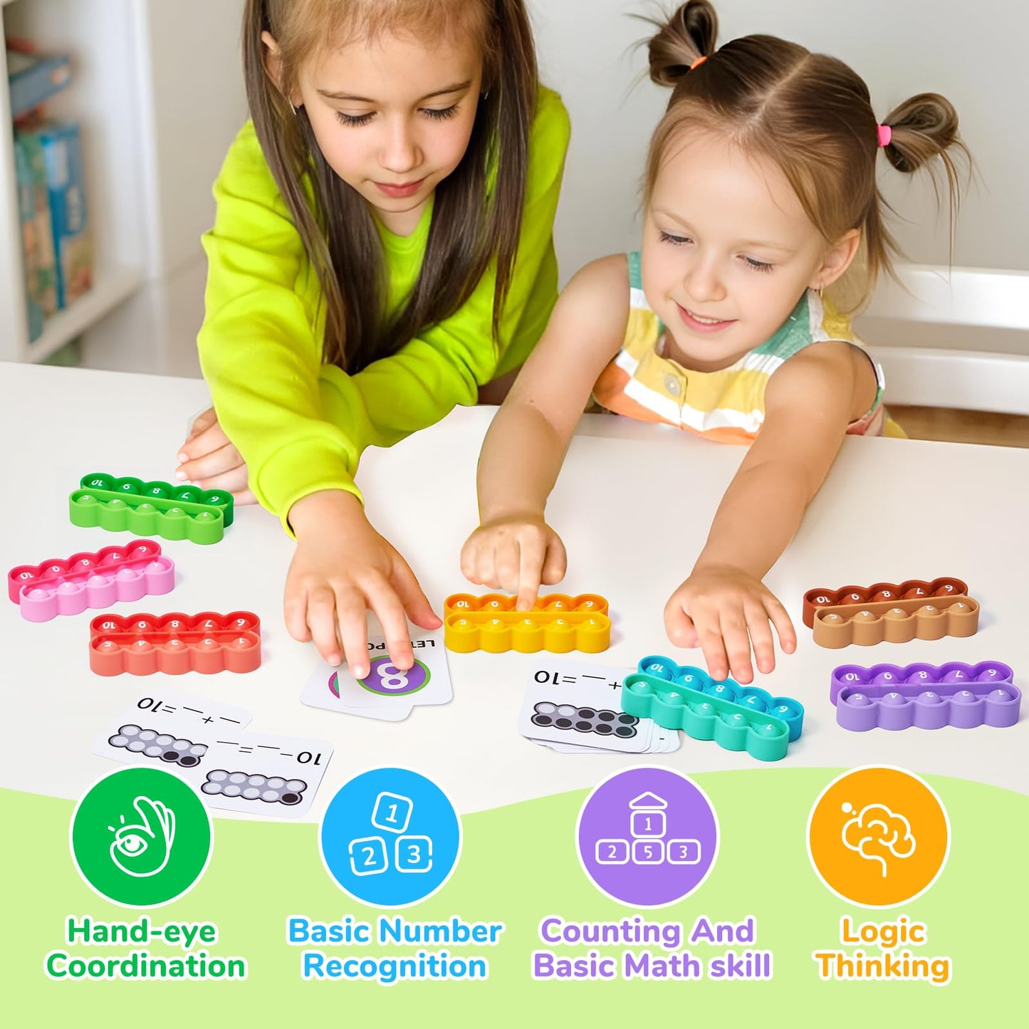 JoyCat Ten-Frame Math Learning Tools — 24 Frames & 20 Cards for Preschool & Kindergarten