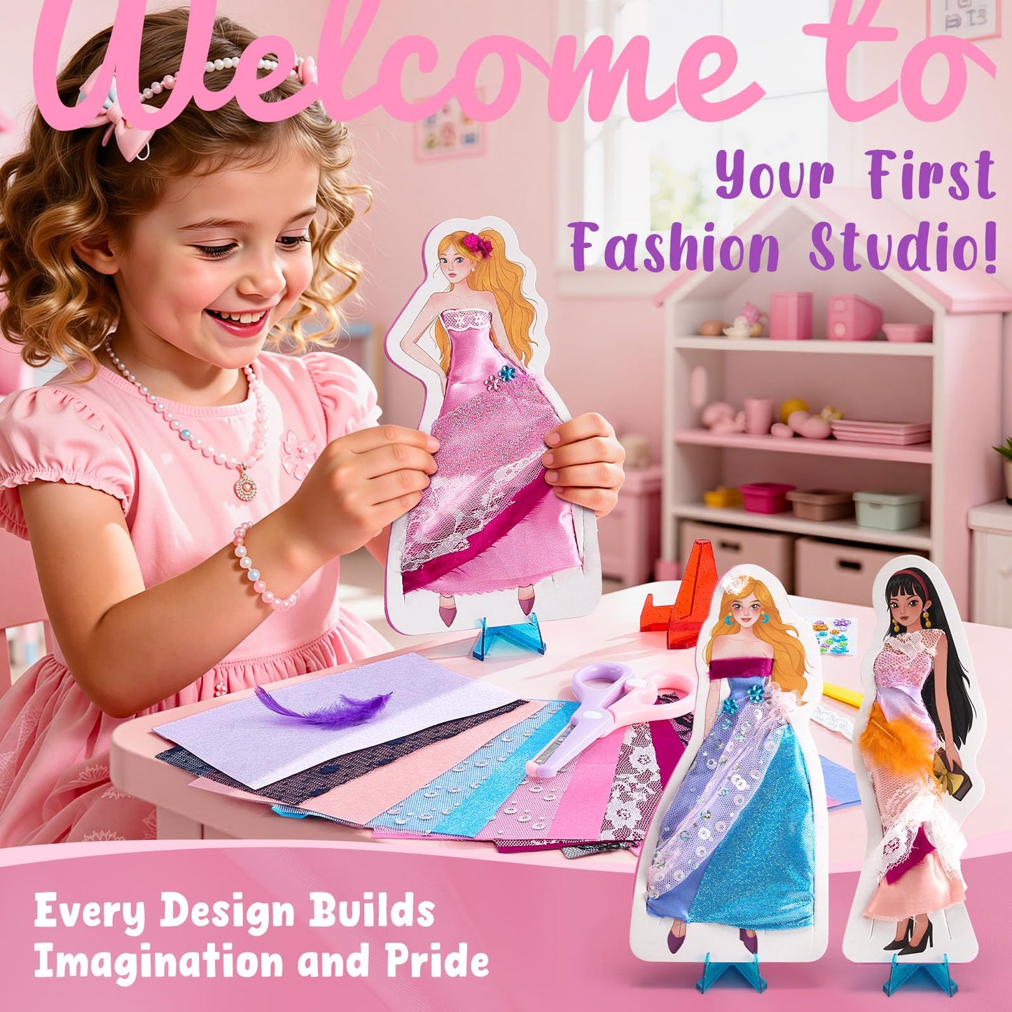 JoyCat Poke-in Fashion Designer Kit for Girls — No-Sew DIY Dress-Up with 6 EVA Mannequins