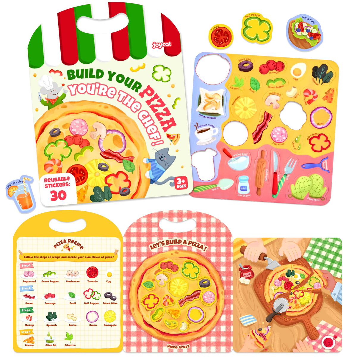 JoyCat Reusable Sticker Book | Jelly Stickers for Toddlers & Kids – Travel & Learning Edition