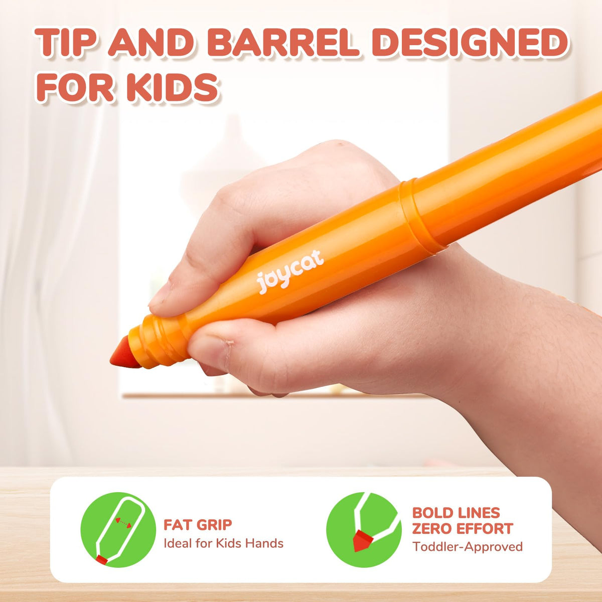 JoyCat Scented Washable Markers – 24 Vibrant Colors, Non-Toxic & Quick-Dry, Easy-Grip Nib for Toddlers