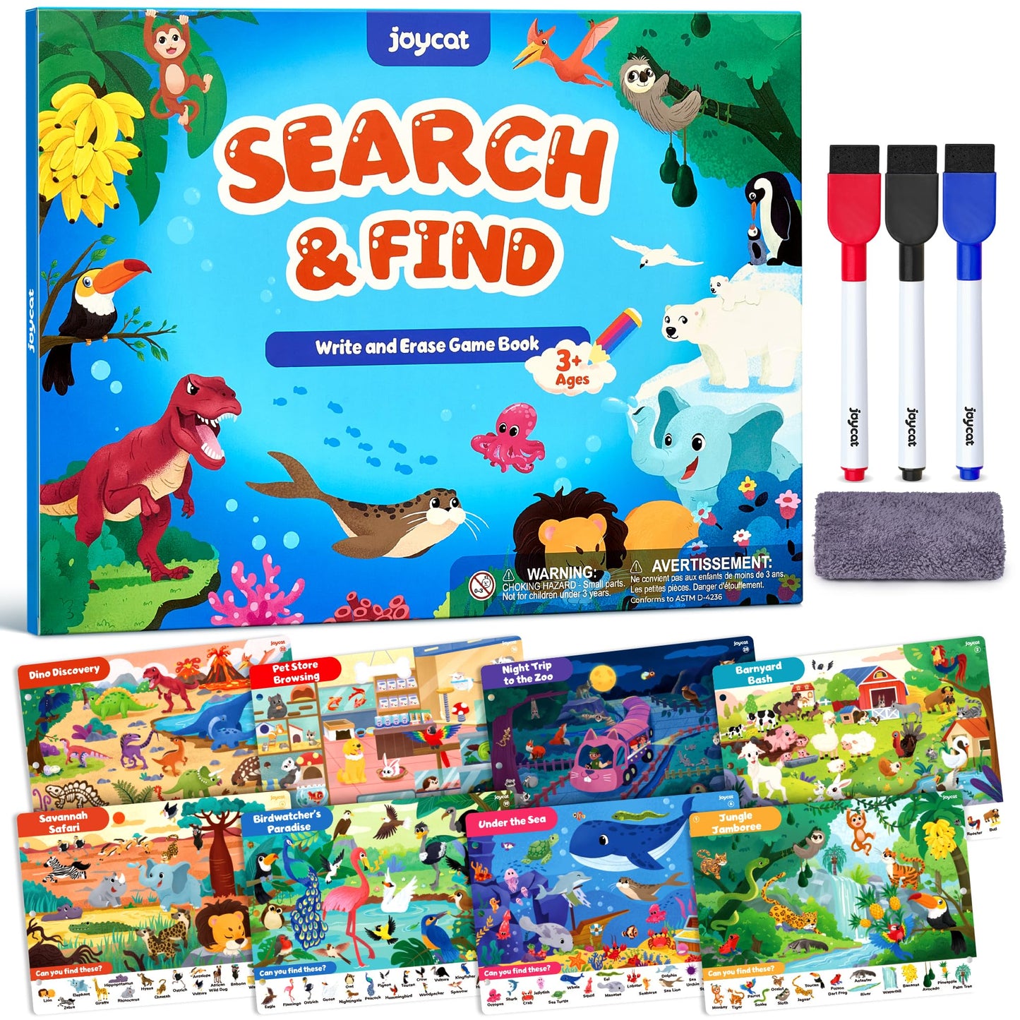 JoyCat Search & Find Activity Books for Kids 3-5 – Travel Toys & Educational Games