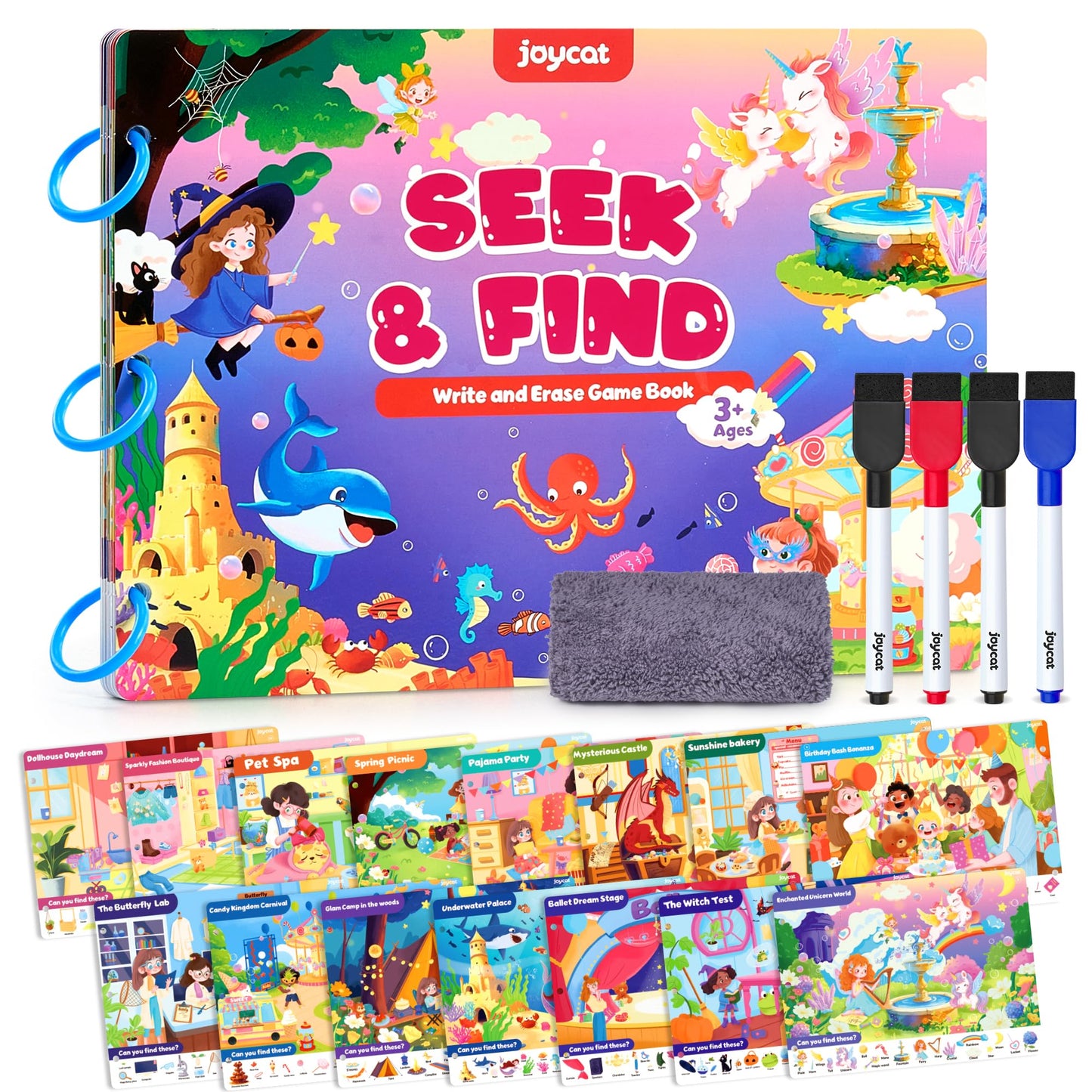 JoyCat Seek & Find Game Book – Screen-Free Learning & Travel Fun for Ages 3-5