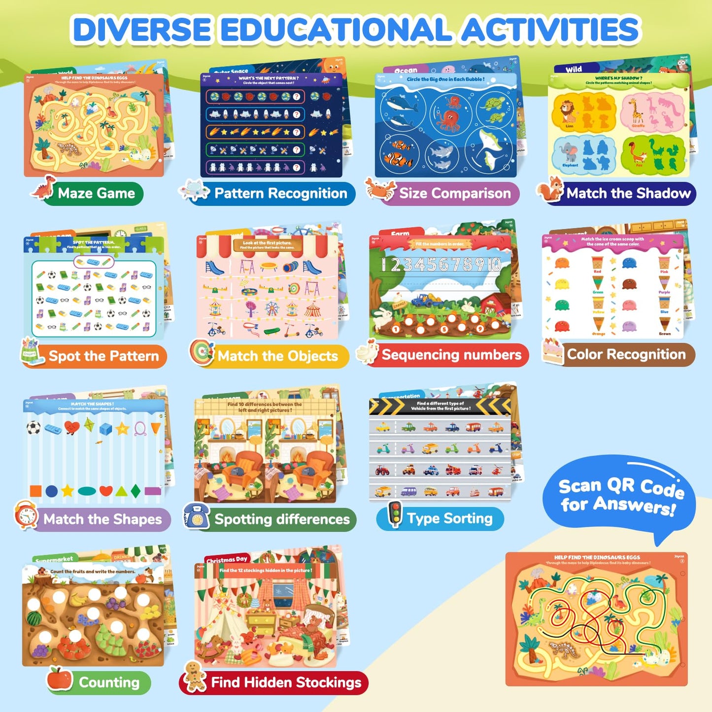 JoyCat Seek & Find Game Books for Kids 3-8 — Travel-Friendly, Screen-Free Learning
