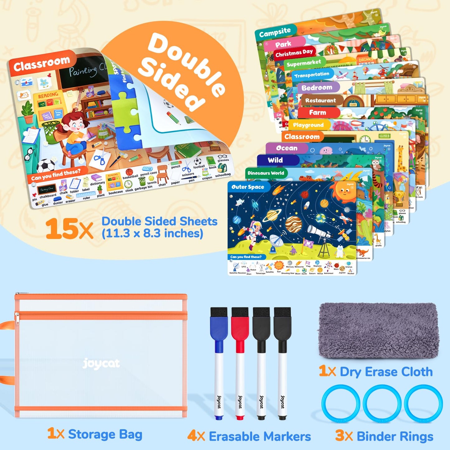 JoyCat Seek & Find Game Books for Kids 3-8 — Travel-Friendly, Screen-Free Learning