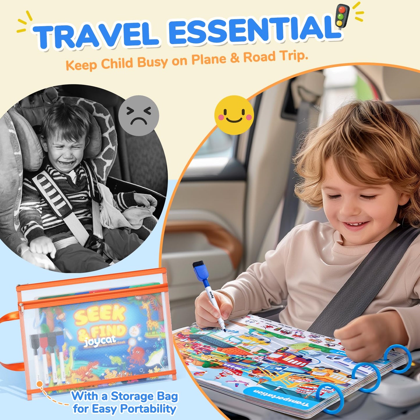 JoyCat Seek & Find Game Books for Kids 3-8 — Travel-Friendly, Screen-Free Learning