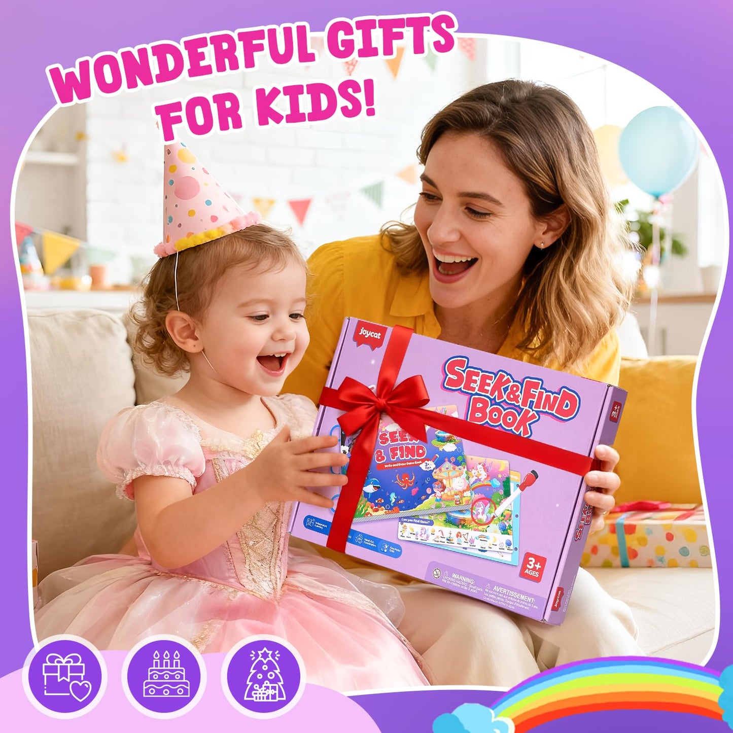 JoyCat Seek & Find Game Book – Screen-Free Learning & Travel Fun for Ages 3-5