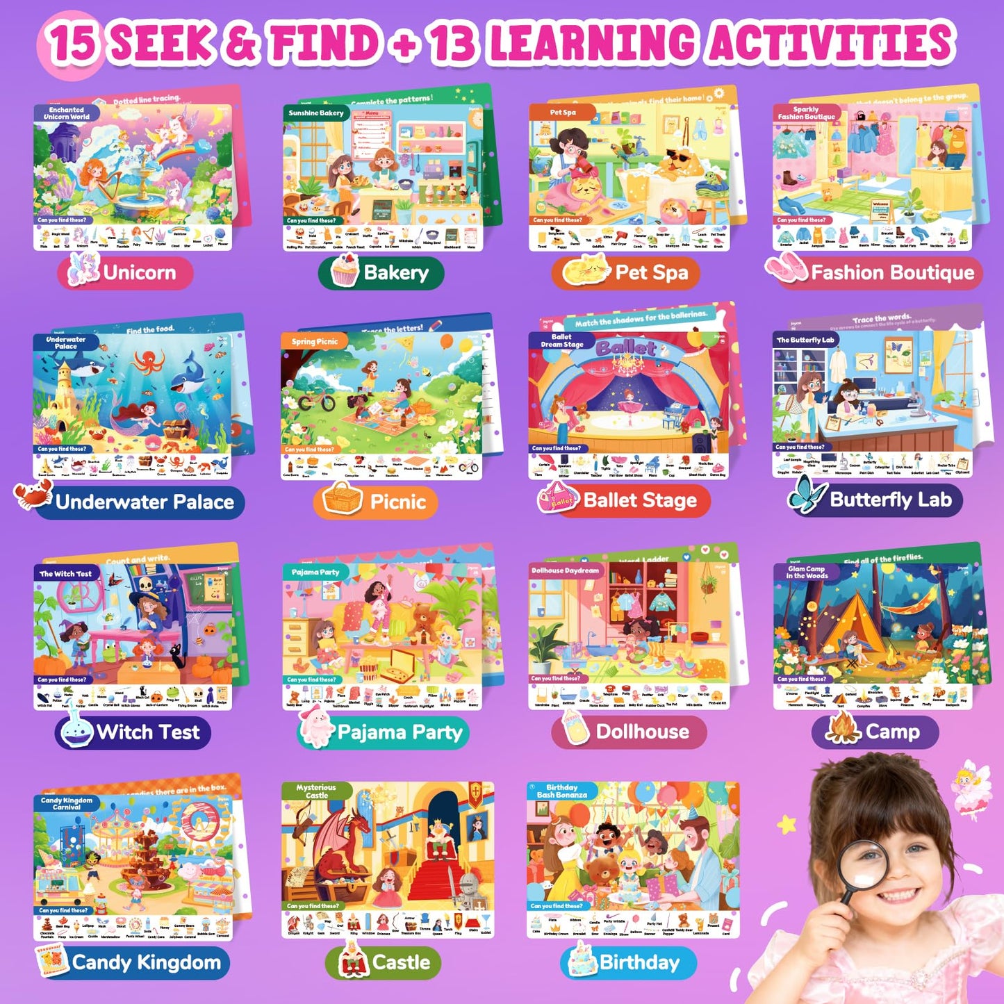 JoyCat Seek & Find Game Book – Screen-Free Learning & Travel Fun for Ages 3-5