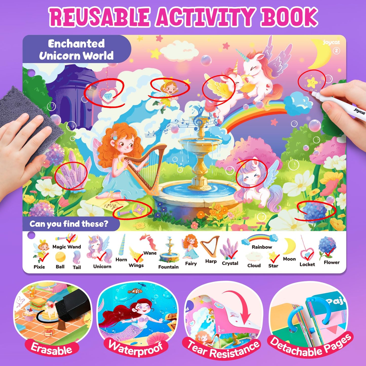 JoyCat Seek & Find Game Book – Screen-Free Learning & Travel Fun for Ages 3-5