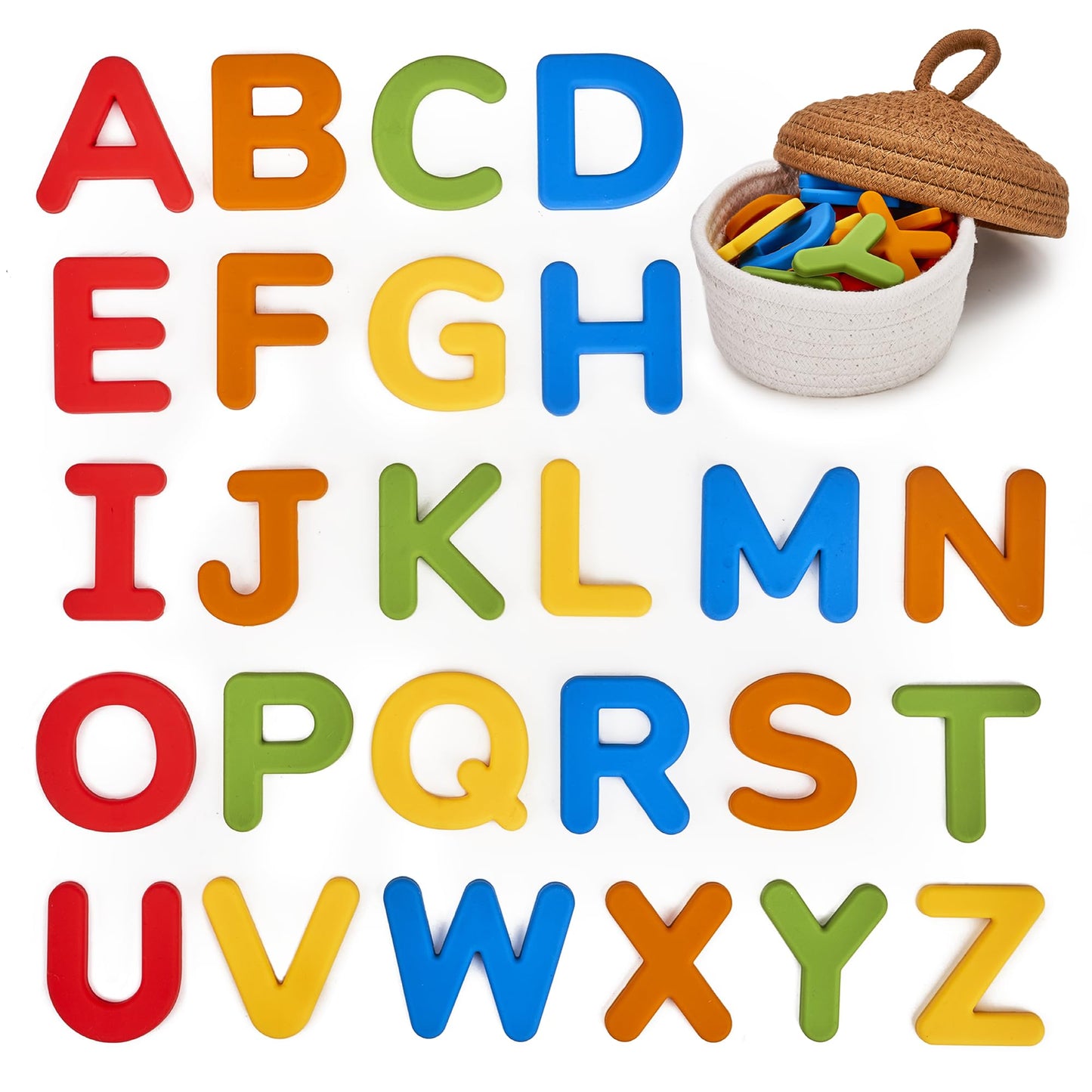 JoyCat Silicone Alphabet Magnetic Letters – 26 Uppercase Fridge Magnets for Toddlers & Kids | Vibrant Color