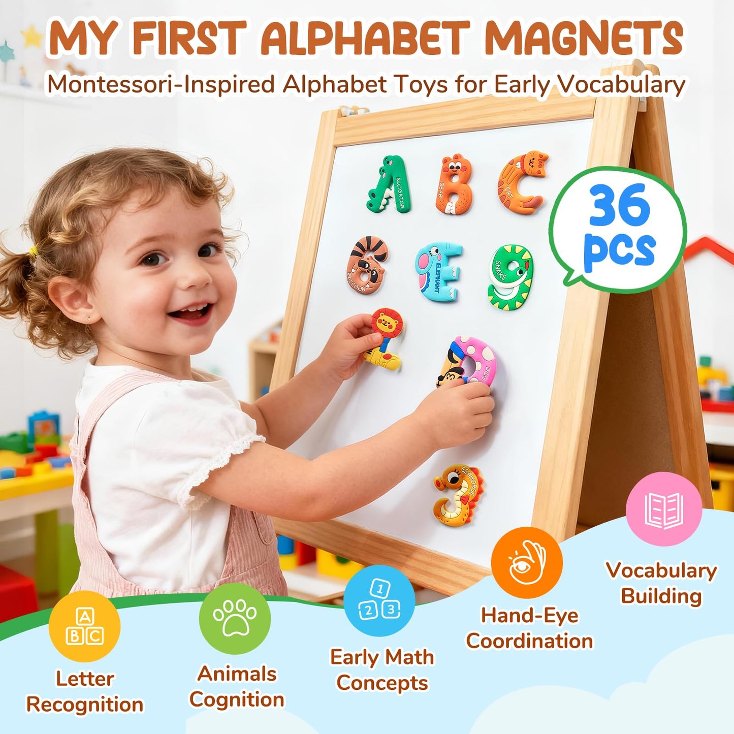 JoyCat Magnetic Letters & Numbers Fridge Magnets – Soft PVC Alphabet & Numeral Set for Kids