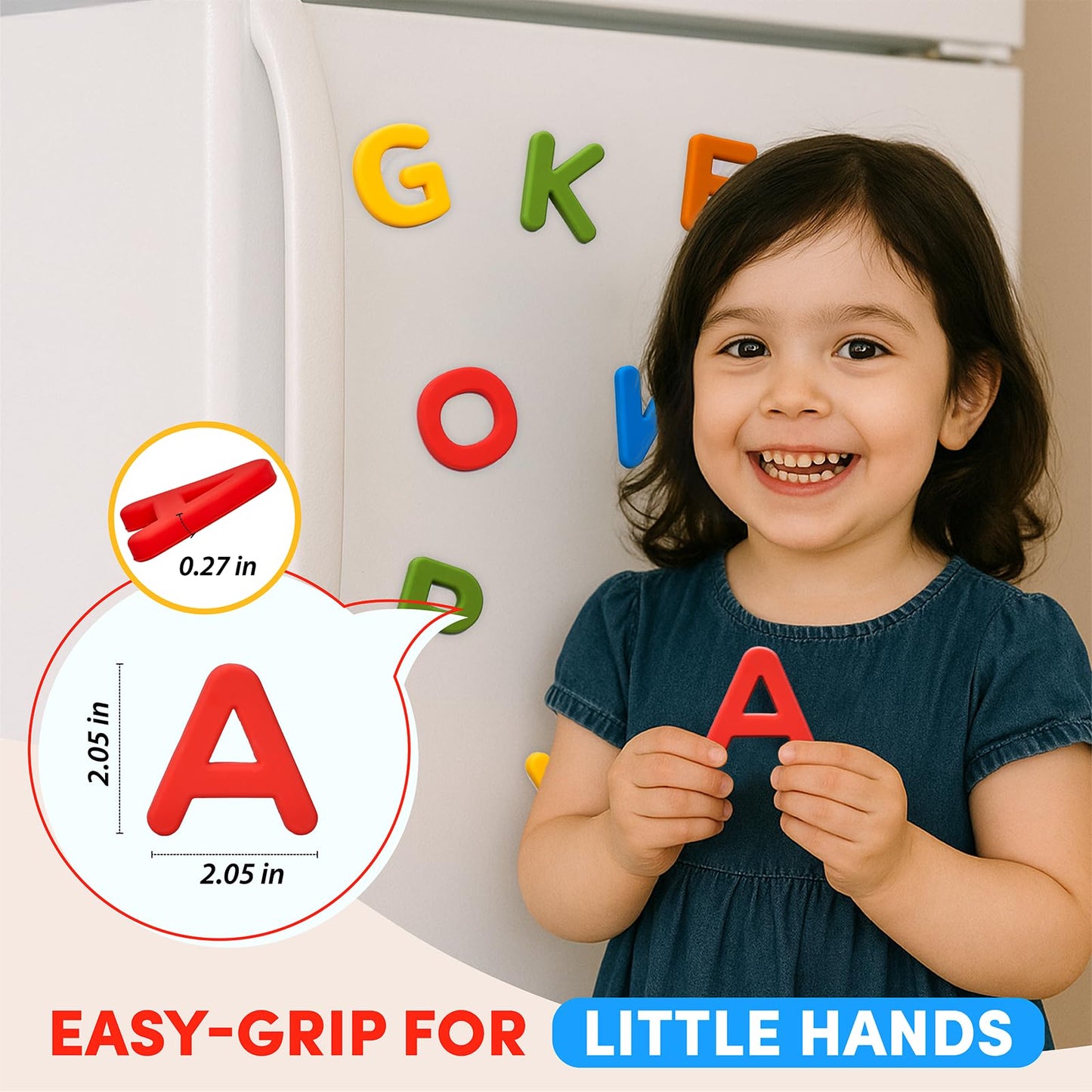 JoyCat Silicone Alphabet Magnetic Letters – 26 Uppercase Fridge Magnets for Toddlers & Kids | Vibrant Color