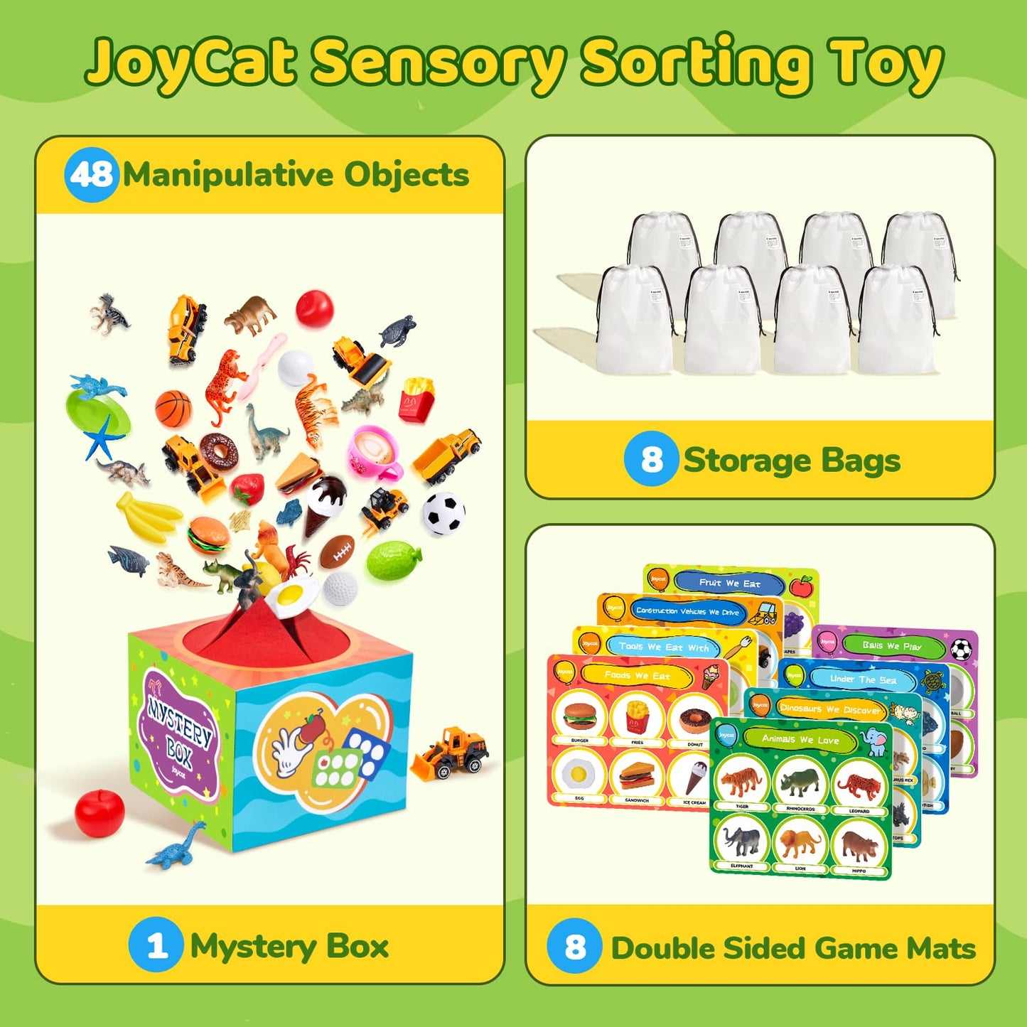 JoyCat Sorting Toys for Toddlers - Sensory 48-Object Box for Montessori-Inspired Learning (Ages 2-5)