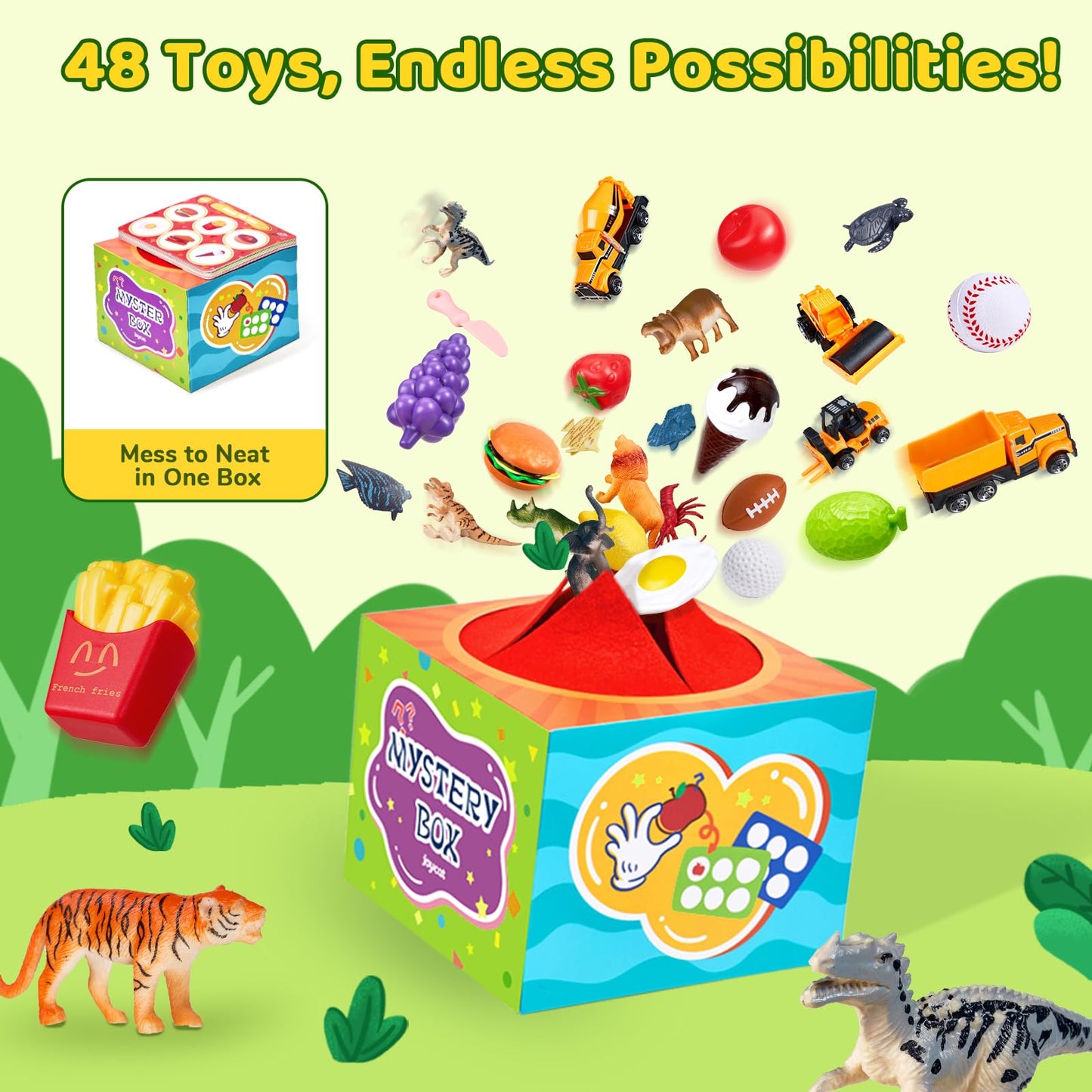 JoyCat Sorting Toys for Toddlers - Sensory 48-Object Box for Montessori-Inspired Learning (Ages 2-5)