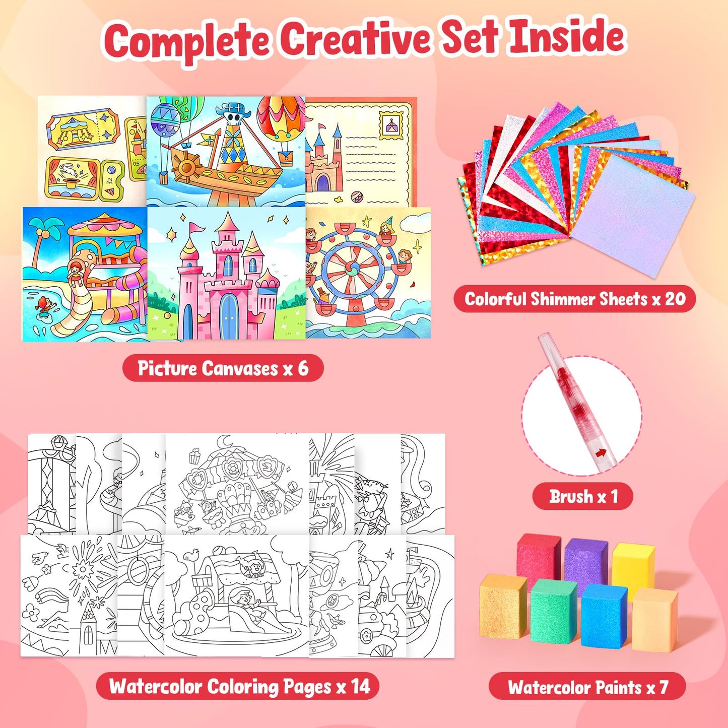 JoyCat Paint with Water Coloring Books for Kids 4-8 – No Mess Art Kit (Funfair)
