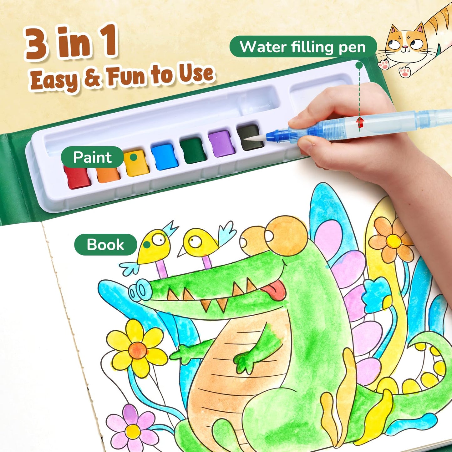 JoyCat Paint with Water Coloring Books for Kids 4-8 – Mess-Free Animal Art & Craft Kit