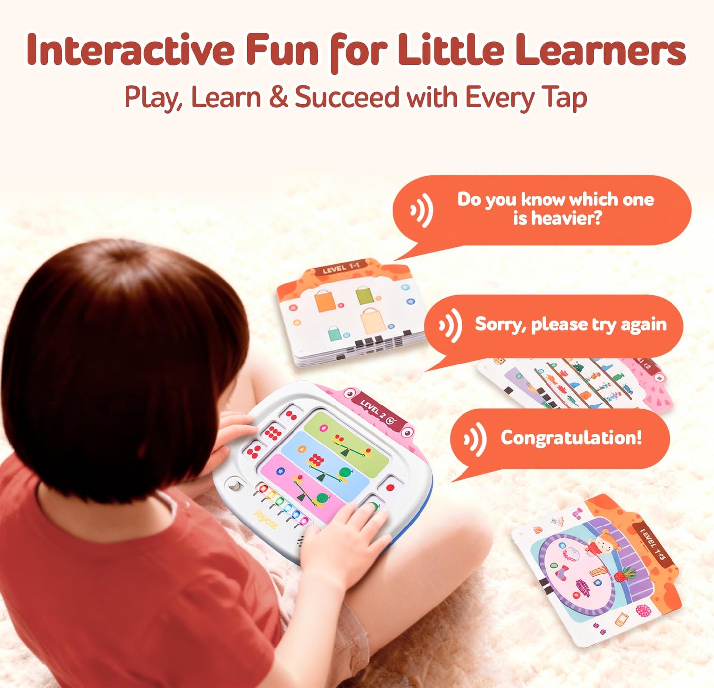 JoyCat Kids Learning Tablet: 160-Page Flash Cards for Judgment, Matching & Sequencing (Ages 3-8)