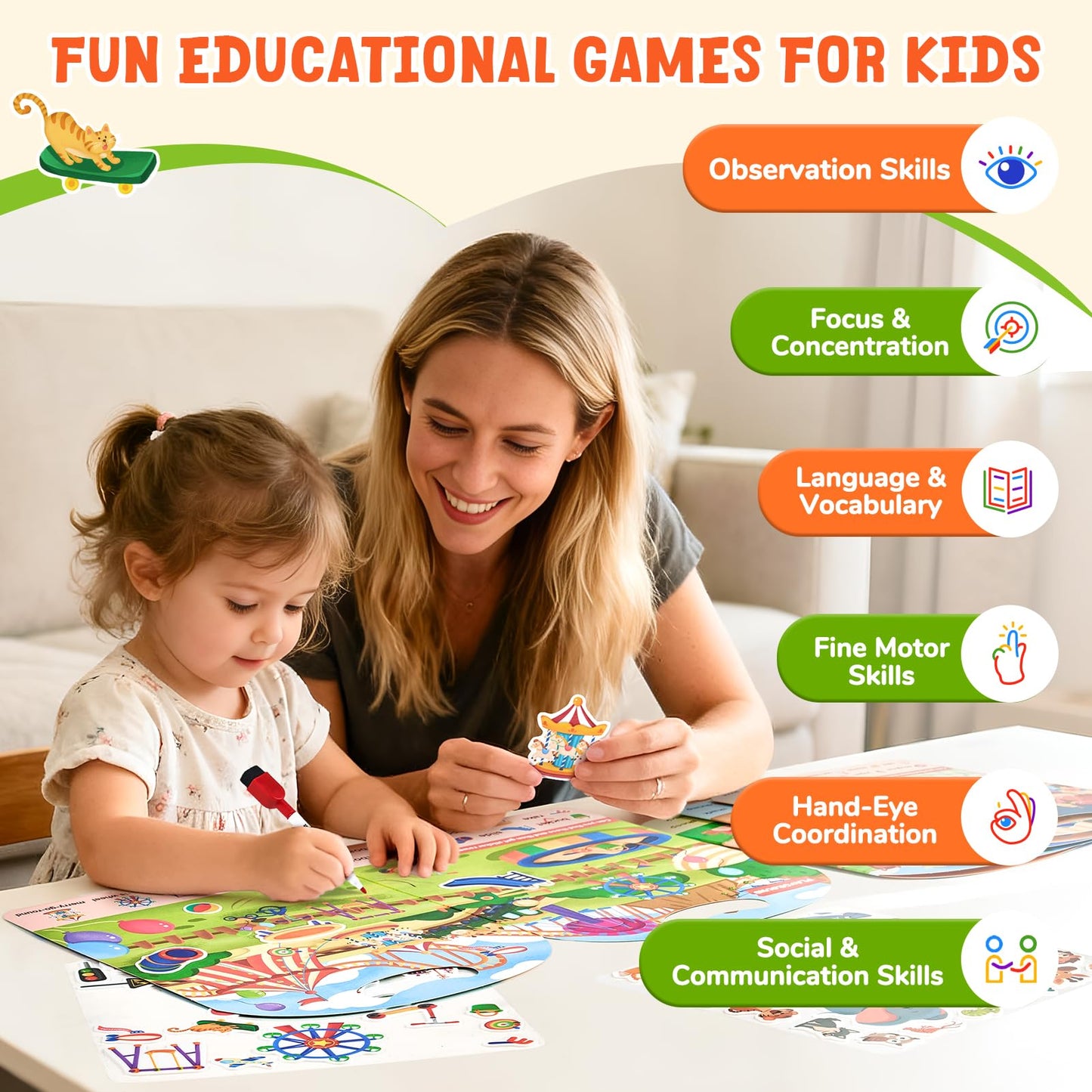 JoyCat Reusable Sticker Book Set (4-Pack) – 120+ Jelly Stickers for Kids, Travel Screen-Free Activities