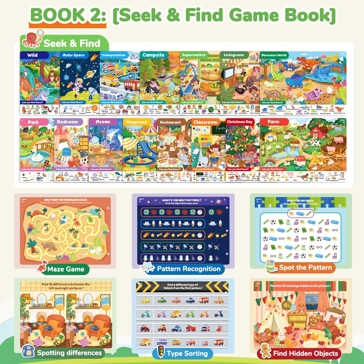 JoyCat Preschool Learning Activities Set (2-Pack) — Handwriting Practice & Seek & Find