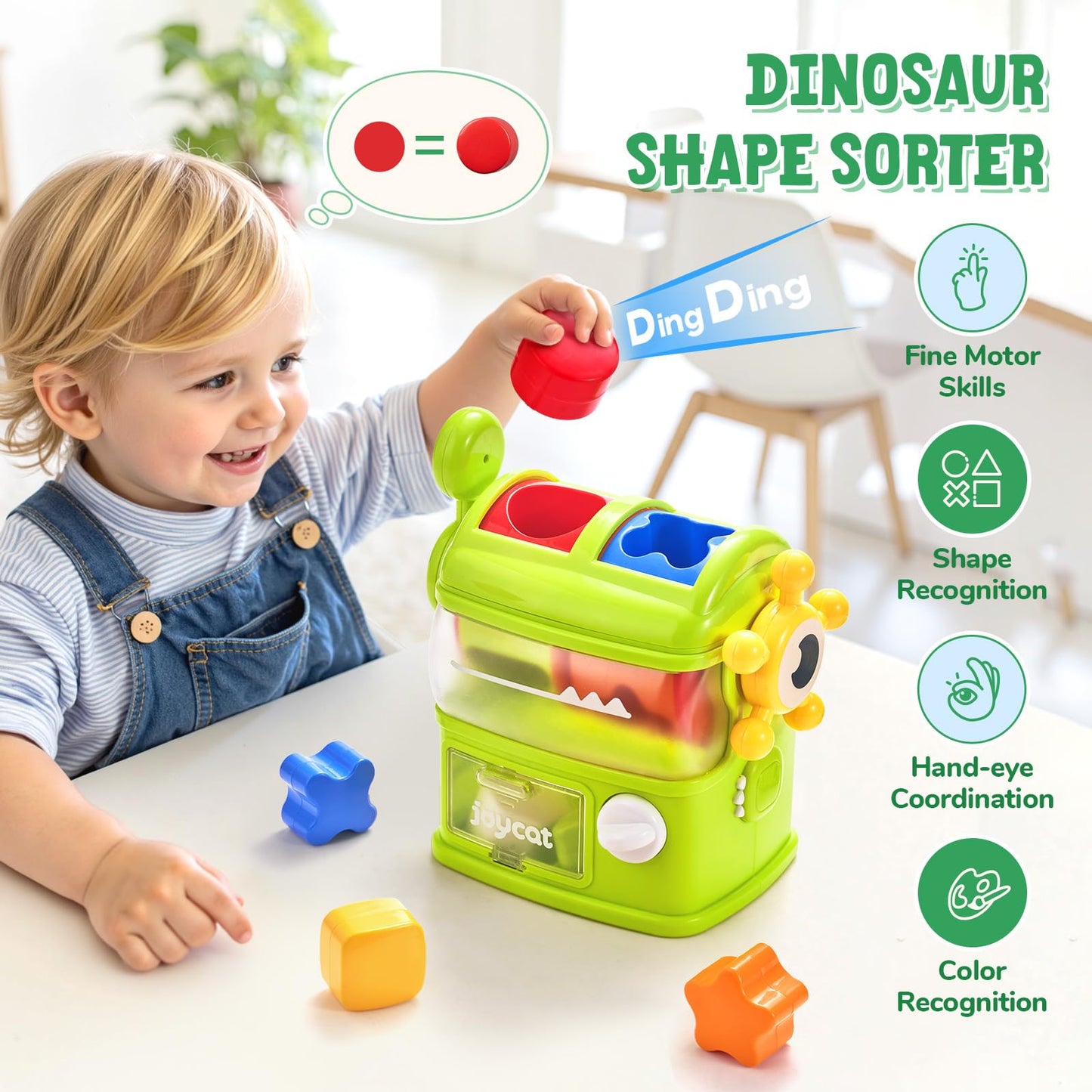 JoyCat Monster Eating The Shapes - Interactive Shape Sorter Toy for Toddlers 1-3