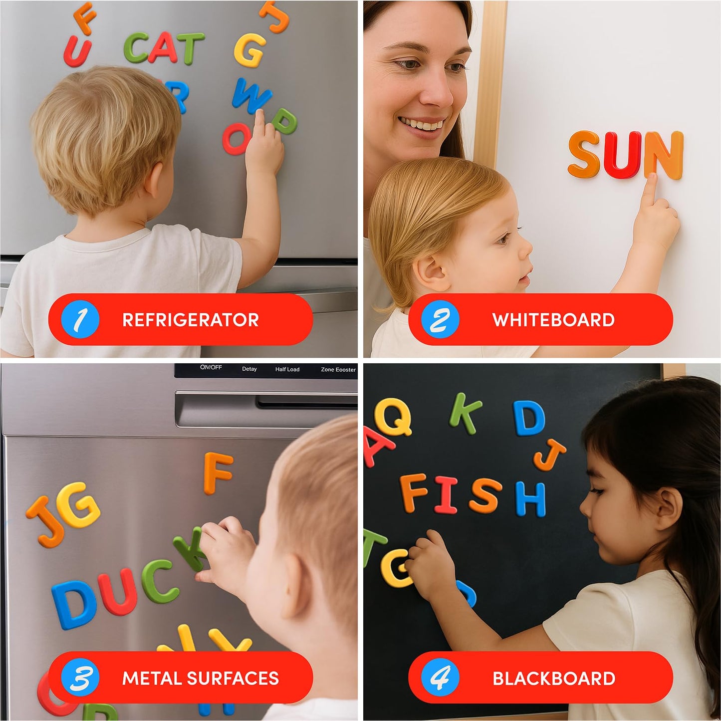 JoyCat Silicone Alphabet Magnetic Letters – 26 Uppercase Fridge Magnets for Toddlers & Kids | Vibrant Color