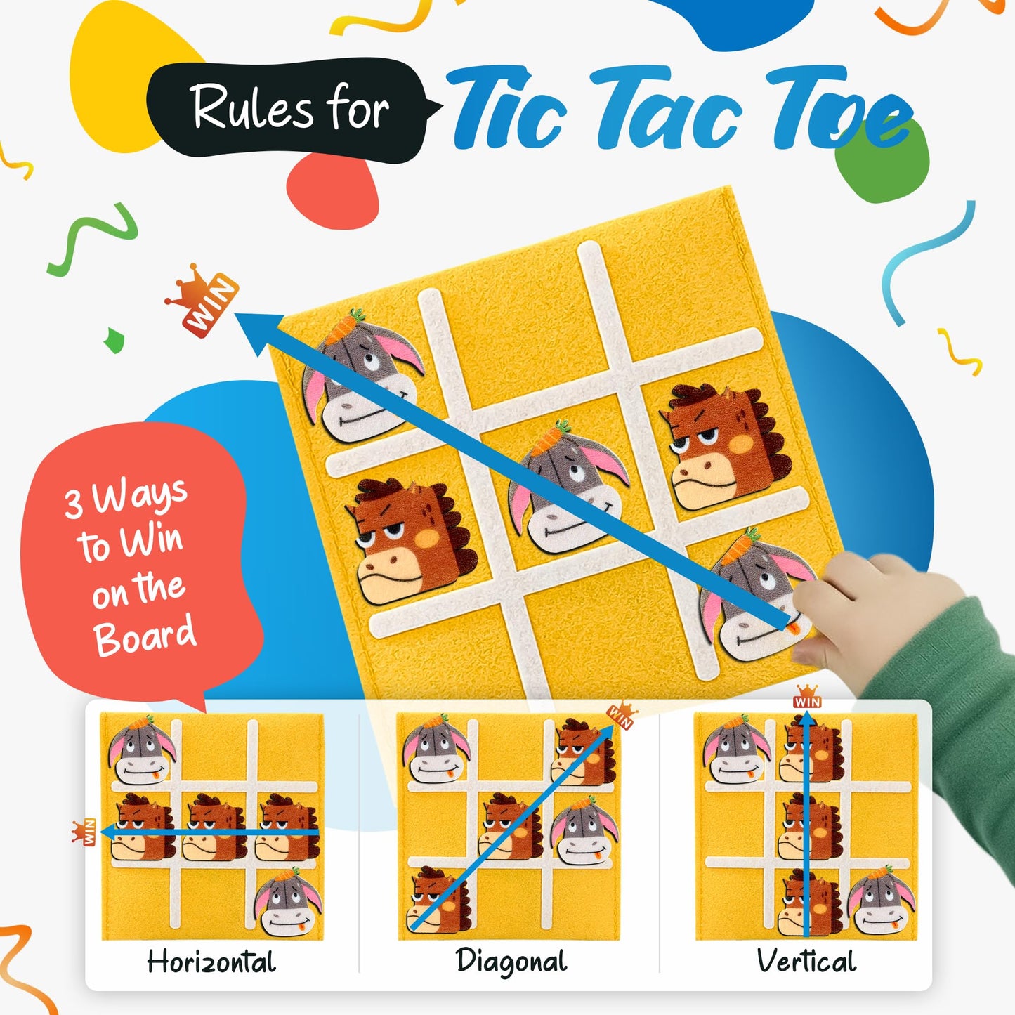 JoyCat 24 Pack Tic Tac Toe Board Game – Farm Theme, Party Favors & Classroom Prizes