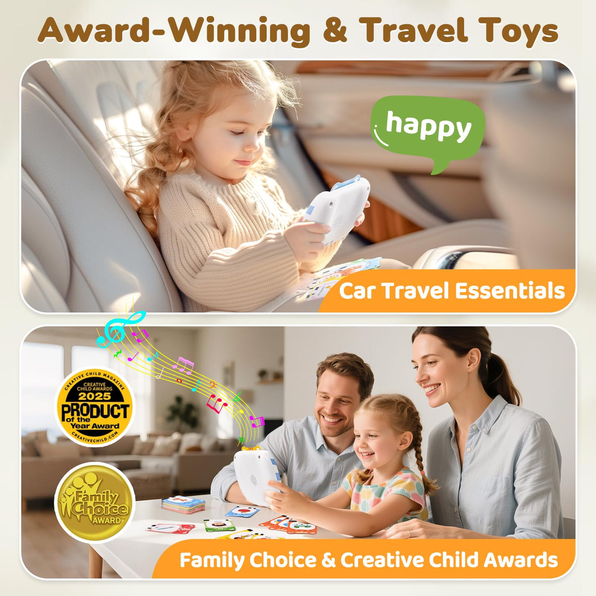 JoyCat Talking Flash Cards for Toddlers 3-5 | Durable Cards, Clear Audio, Interactive Learning