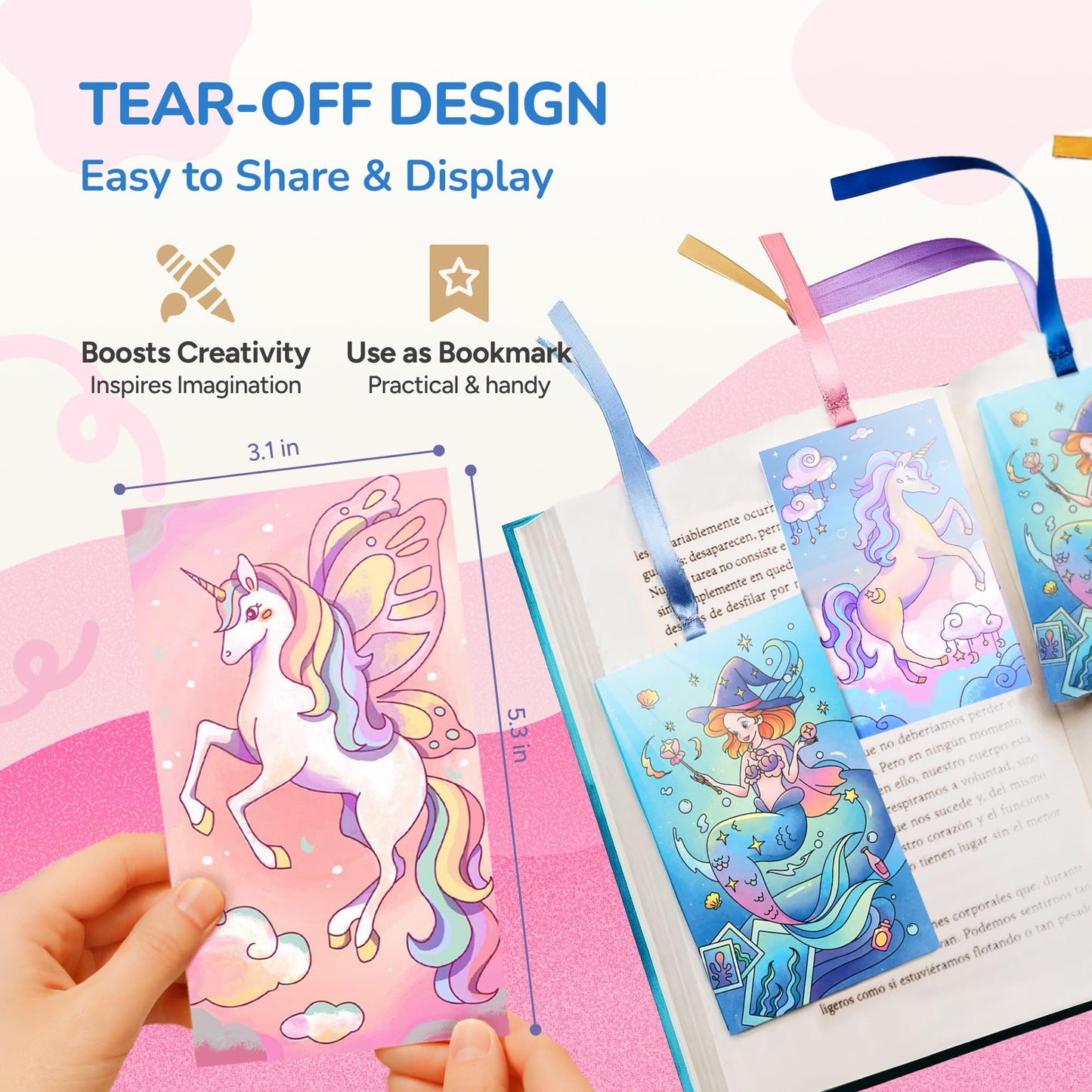 JoyCat 2 Pack Pocket Paint with Water Coloring Books – Magical Pony & Ocean Princess (Ages 3-8) | Travel Art Kit