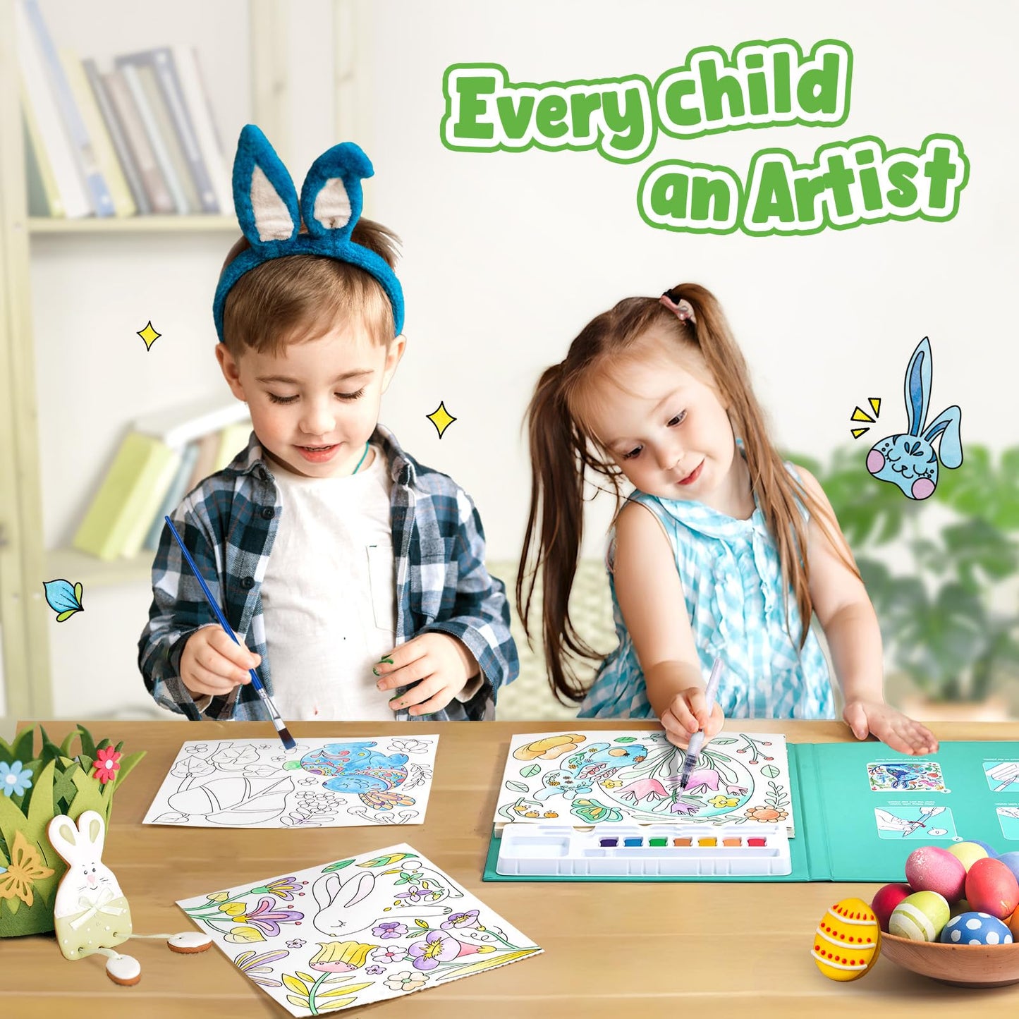 JoyCat Paint with Water Coloring Books for Toddlers – Mess-Free Watercolor Set for Kids 3-5 (Easter Theme)