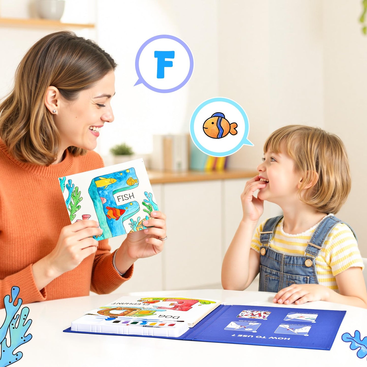JoyCat Watercolor Painting Book for Toddlers – 3-in-1 Mess-Free Water Painting Set, Alphabet Theme (Ages 3-8)