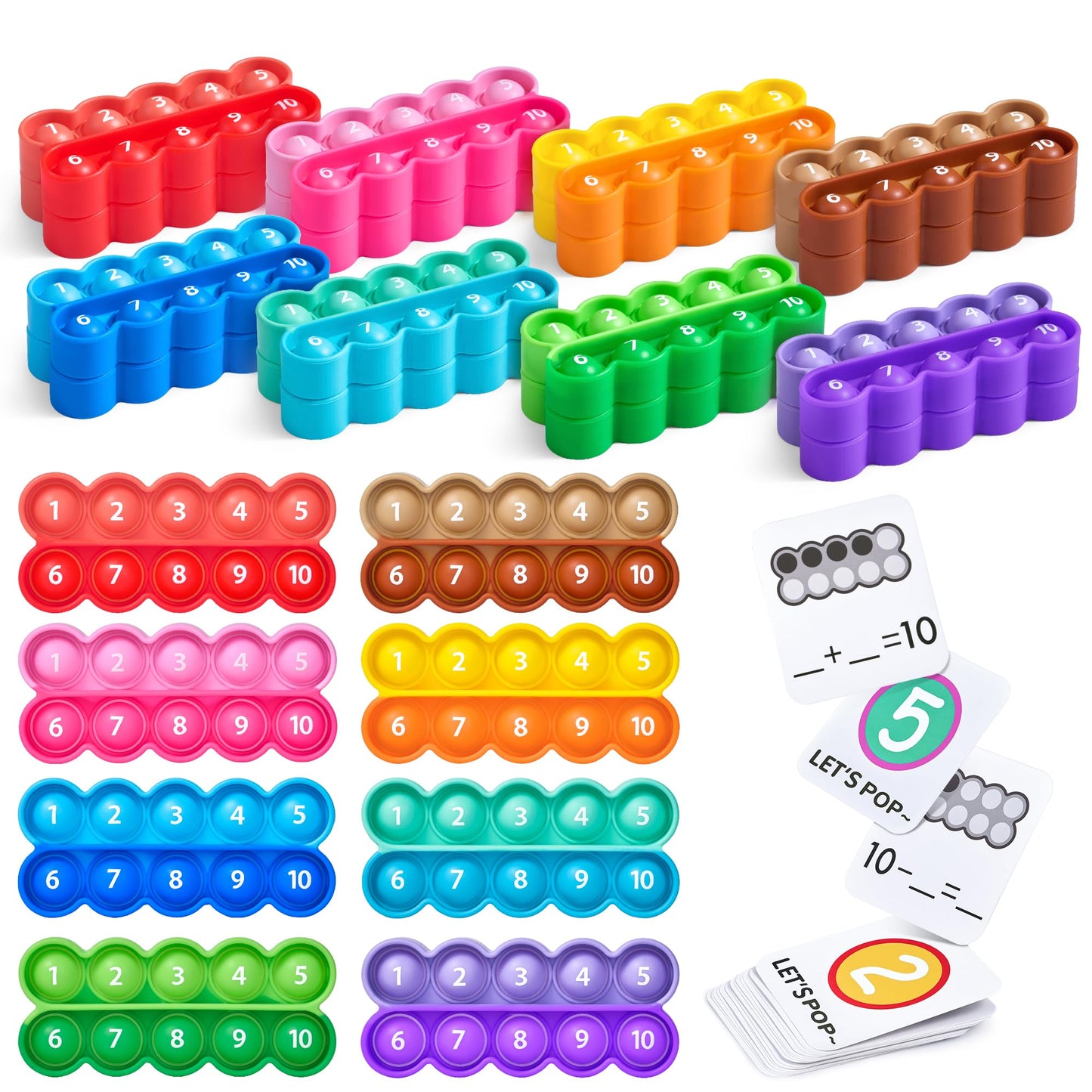 JoyCat Ten-Frame Math Learning Tools — 24 Frames & 20 Cards for Preschool & Kindergarten