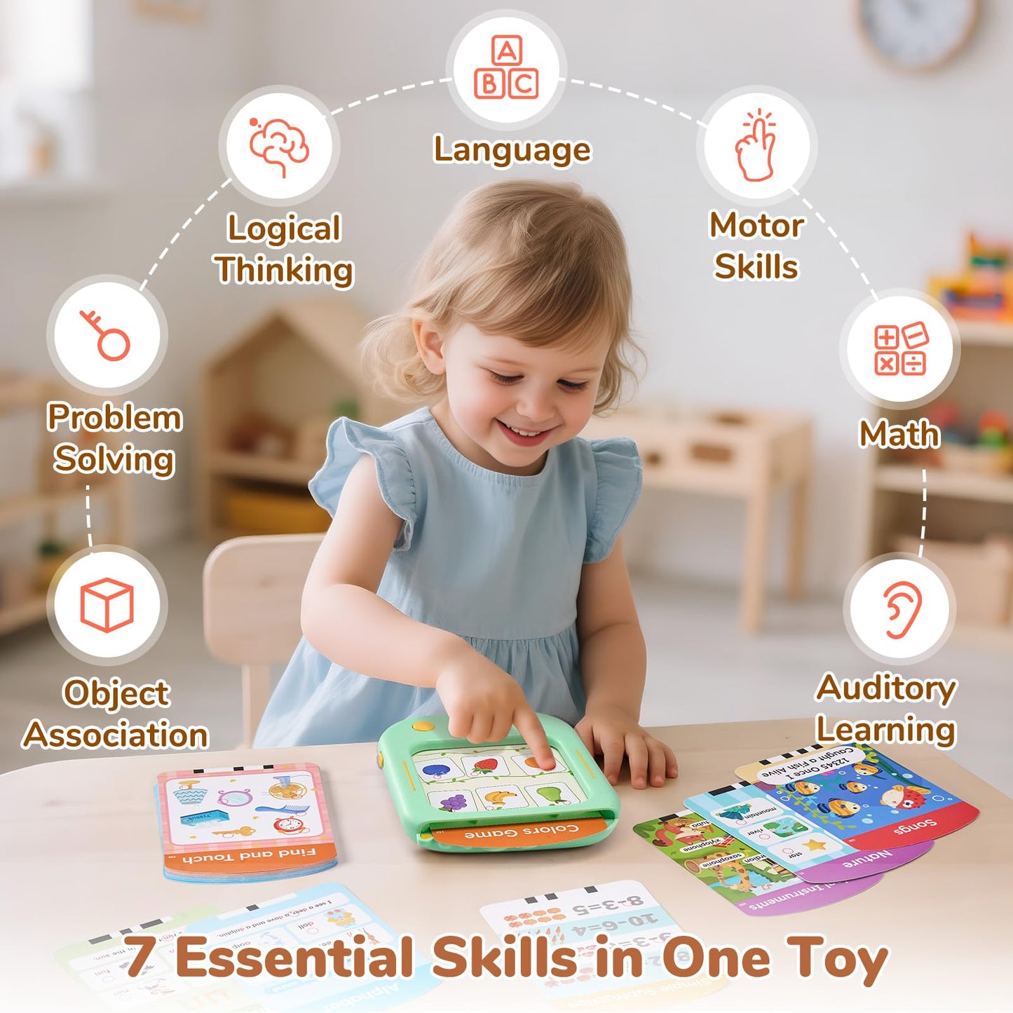 JoyCat Kids Learning Tablet – Phonics Flash Cards, 156 Pages, 100+ Interactive Games
