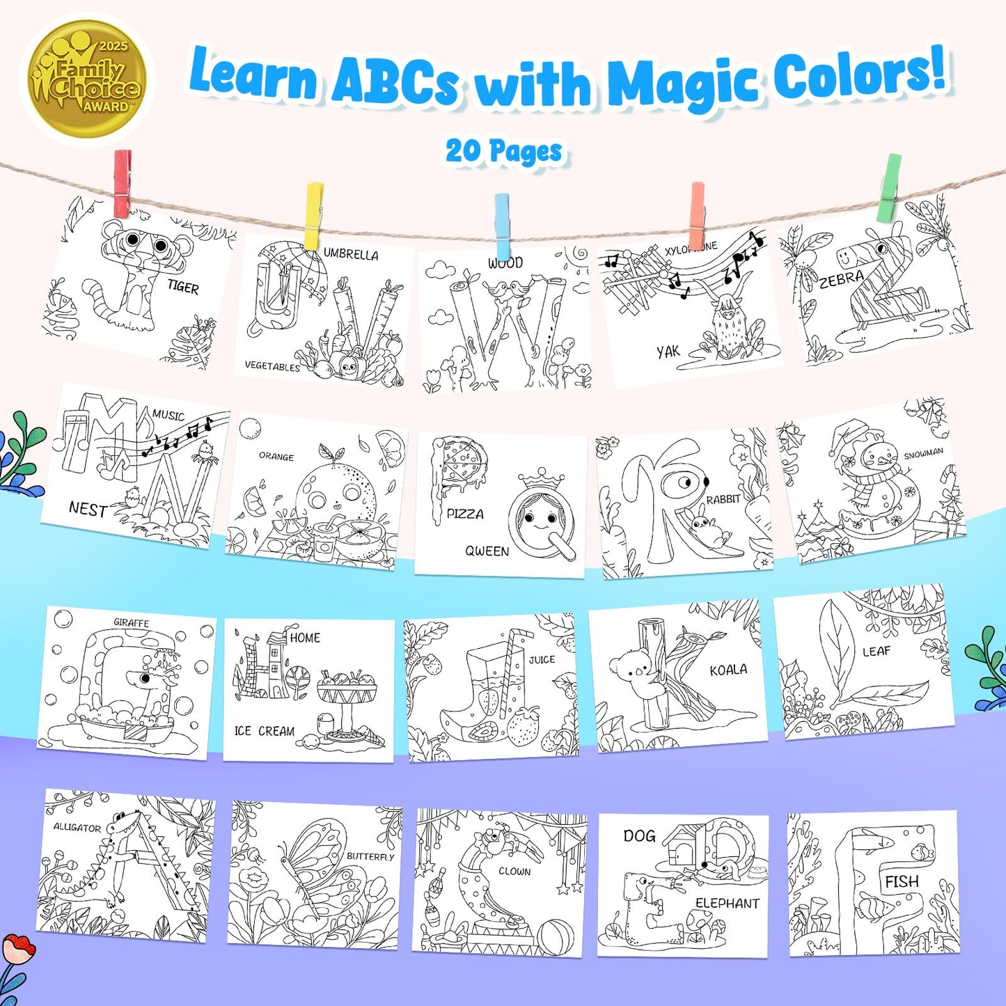 JoyCat Watercolor Painting Book for Toddlers – 3-in-1 Mess-Free Water Painting Set, Alphabet Theme (Ages 3-8)
