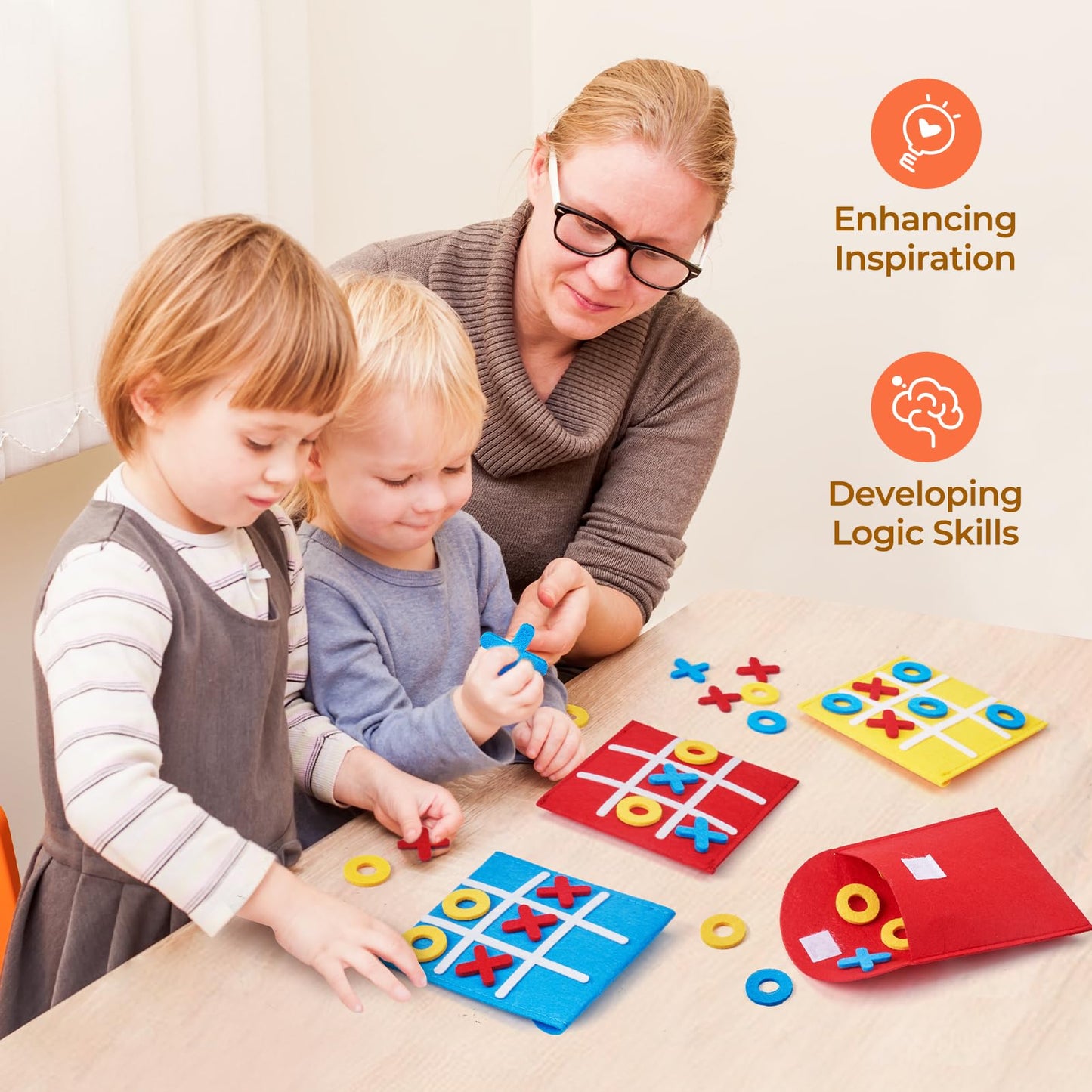 JoyCat Tic Tac Toe — Bulk Pack of 30, Strategic Family Board Game, Easy to Store