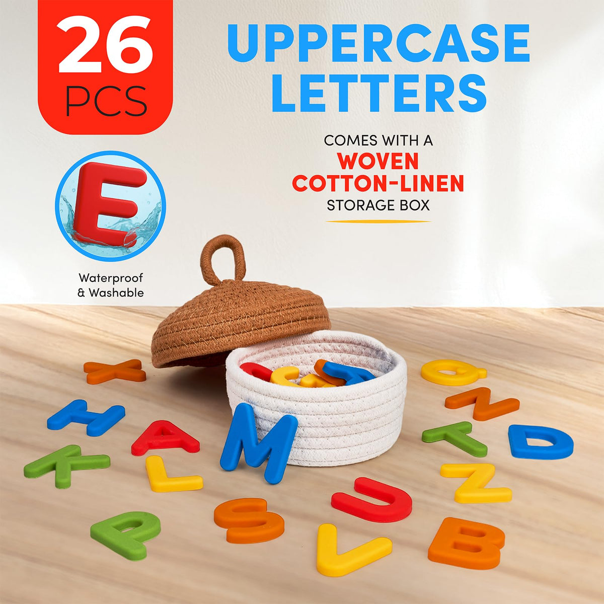 JoyCat Silicone Alphabet Magnetic Letters – 26 Uppercase Fridge Magnets for Toddlers & Kids | Vibrant Color