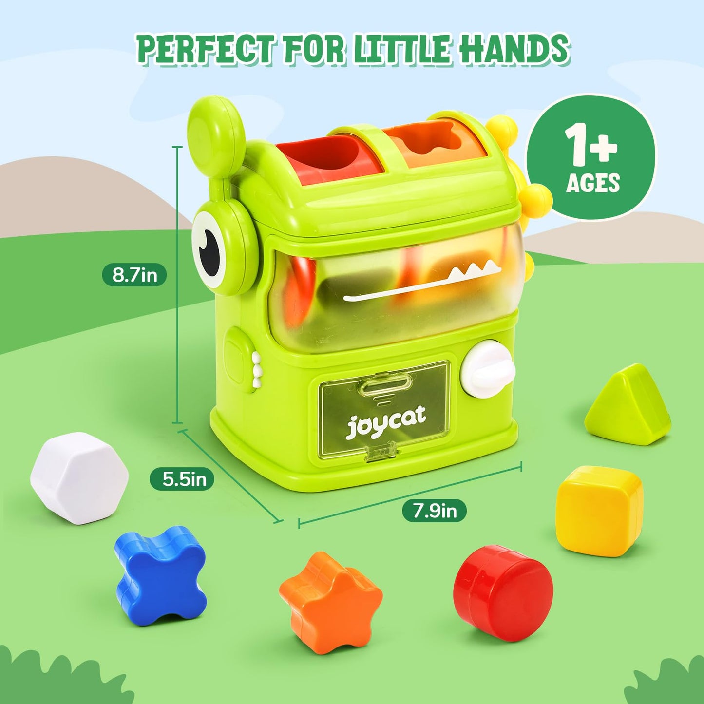 JoyCat Monster Eating The Shapes - Interactive Shape Sorter Toy for Toddlers 1-3