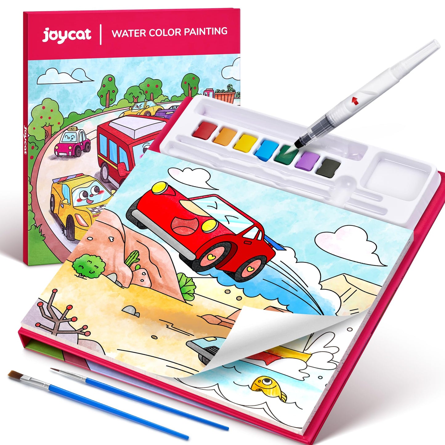JoyCat Paint with Water Coloring Books for Toddlers – Mess-Free Watercolor Set (Transportation)