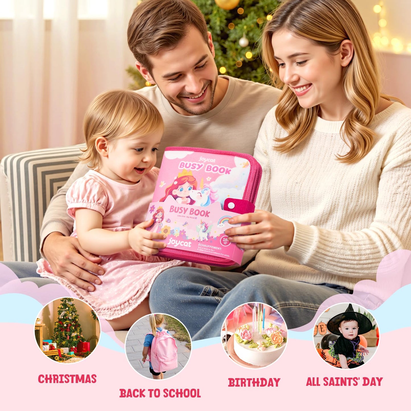 JoyCat Princess Busy Book Travel Toys for Toddlers 1-3 | Dress-Up, Unicorn & Castle Play