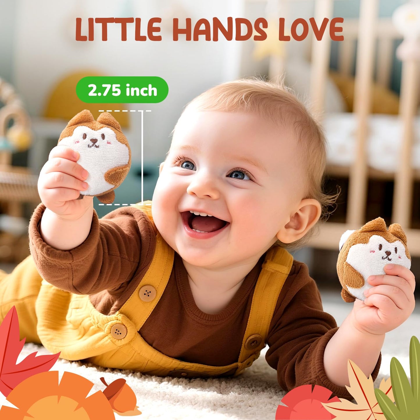 JoyCat Baby Toys 6-12 Months – Soft Treehouse with 5 Sensory Squirrels