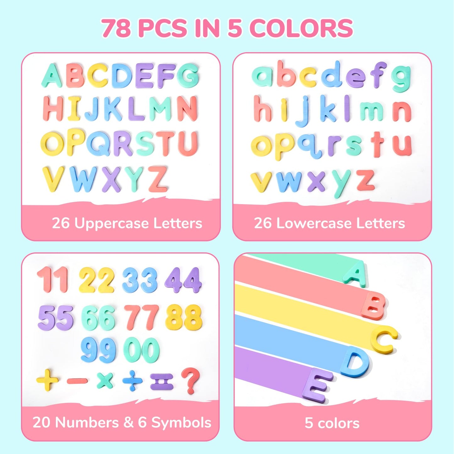 JoyCat Magnetic Letters & Numbers – 78-Piece Fridge Magnets for Toddlers