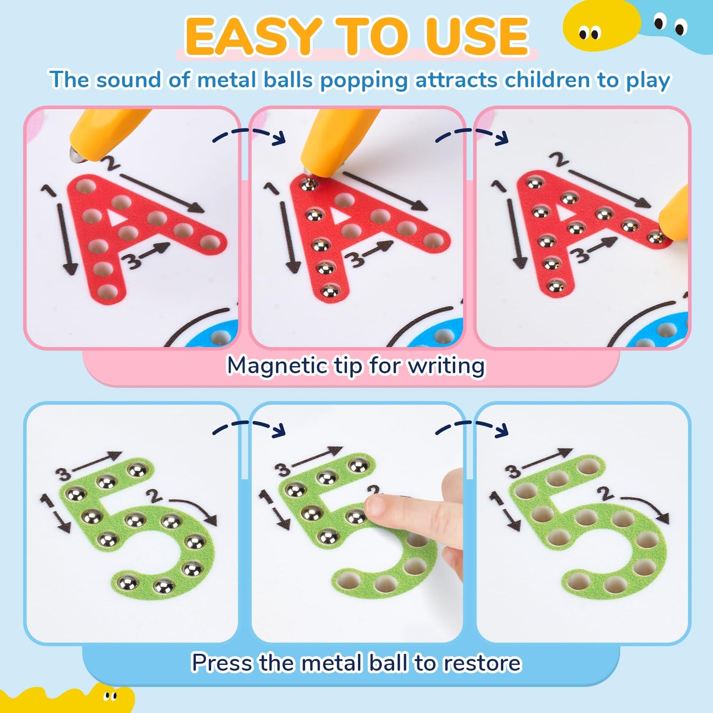 JoyCat Magnetic Letter and Number Tracing Board Set — Double-Sided Alphabet & Numbers for Toddlers