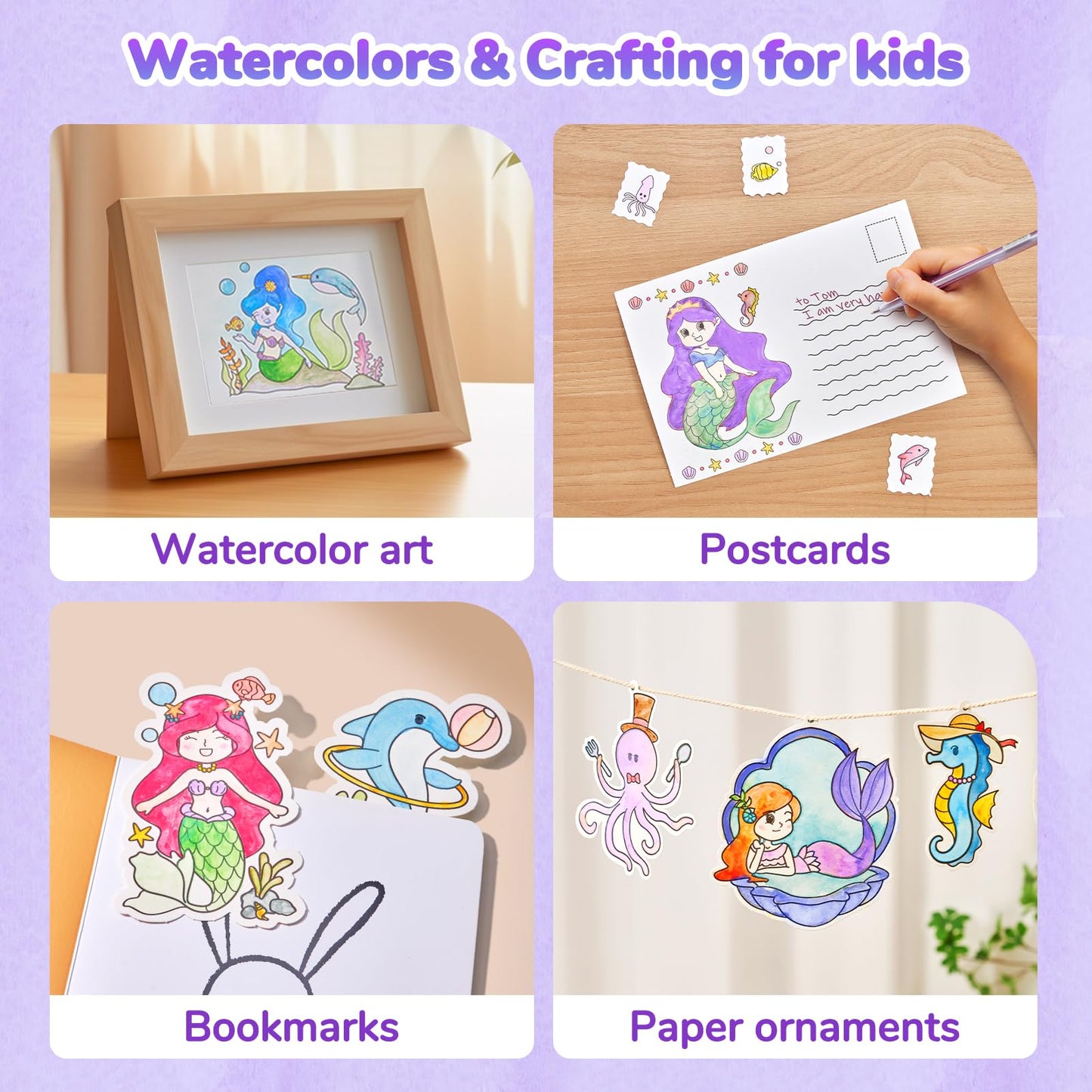 JoyCat Paint with Water Coloring Book – Underwater World, 3-in-1 No-Mess Set