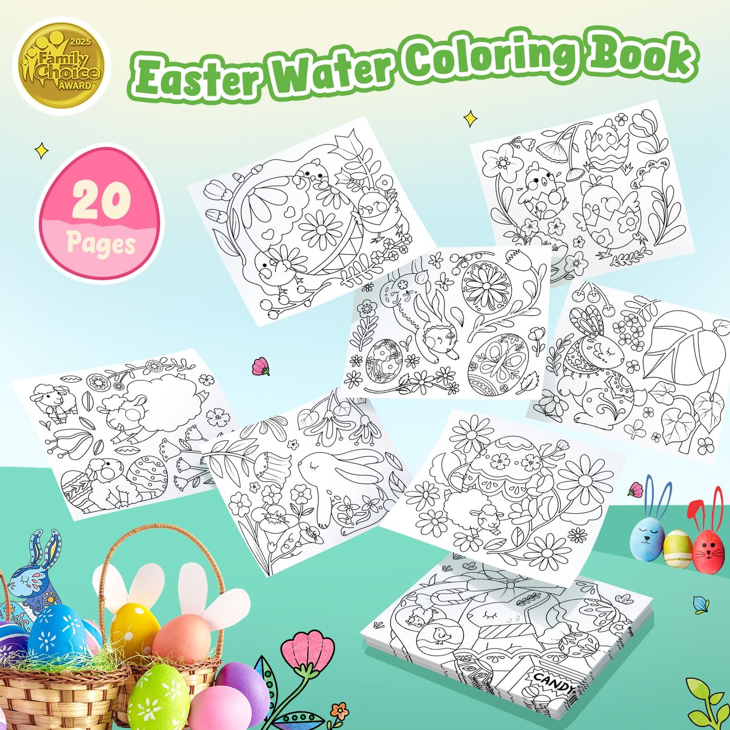 JoyCat Paint with Water Coloring Books for Toddlers – Mess-Free Watercolor Set for Kids 3-5 (Easter Theme)